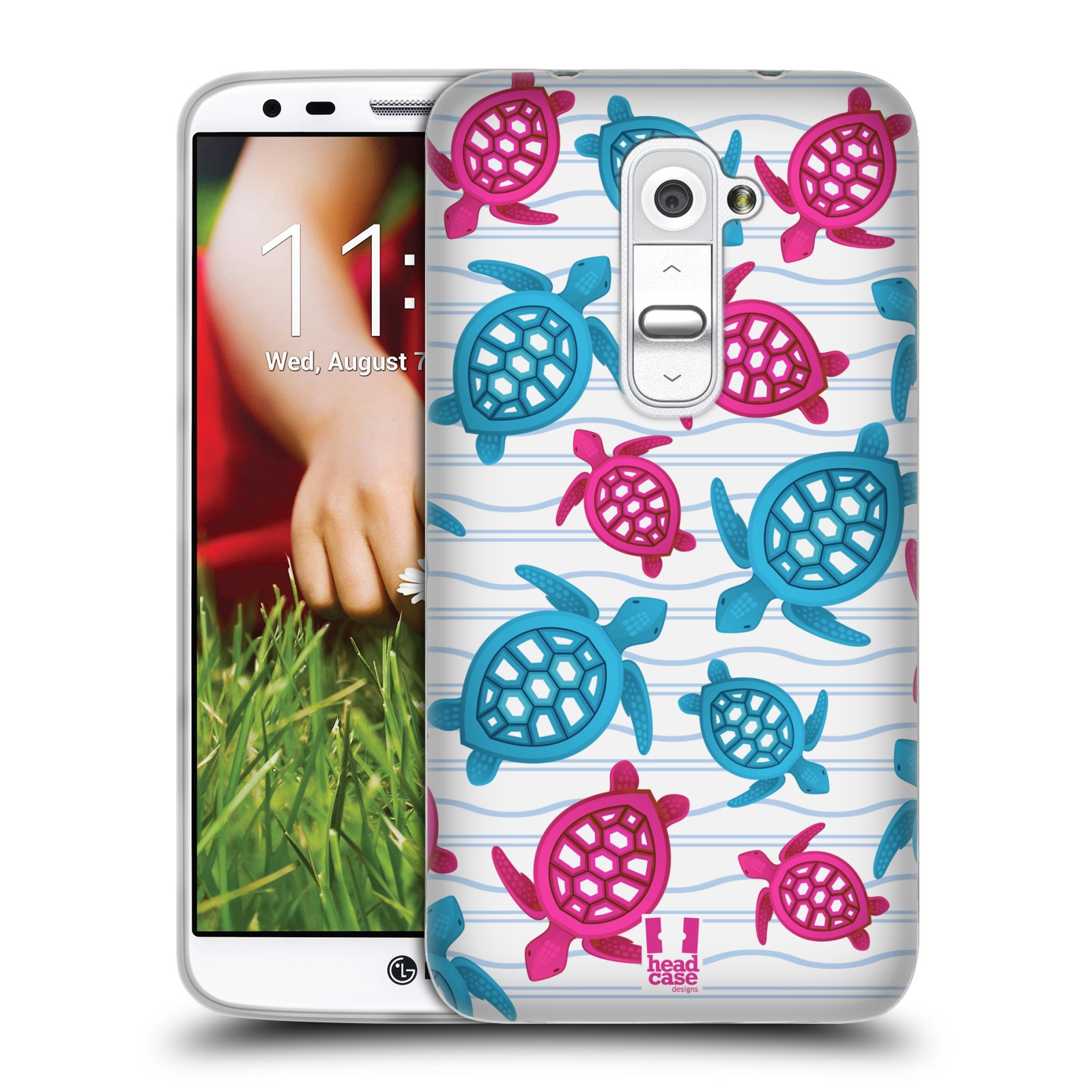 HEAD CASE silikonový obal na mobil LG G2 vzor mořský živočich želva modrá a růžová