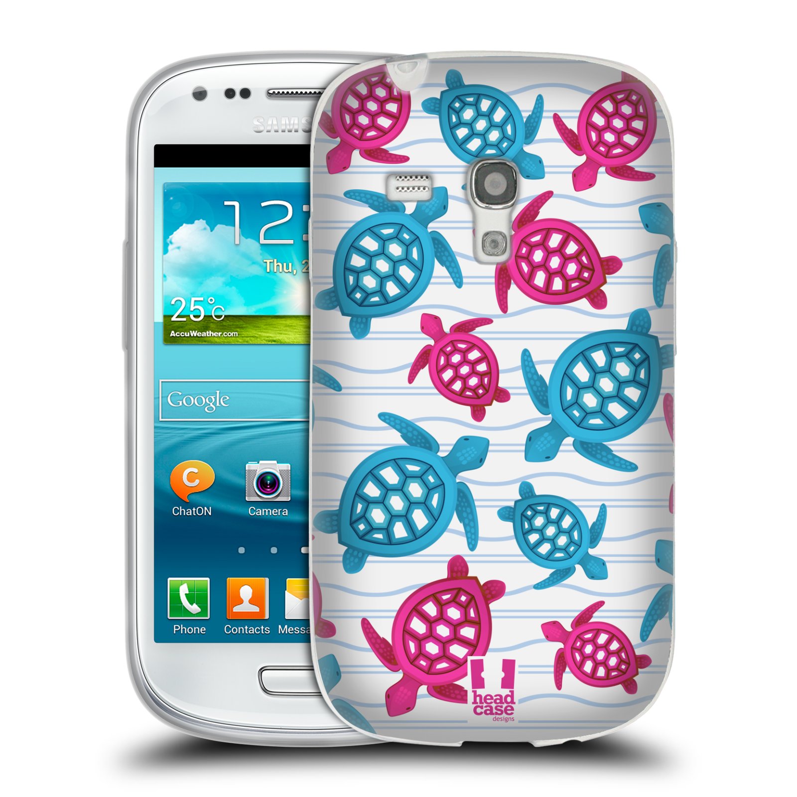 HEAD CASE silikonový obal na mobil Samsung Galaxy S3 MINI i8190 vzor mořský živočich želva modrá a růžová