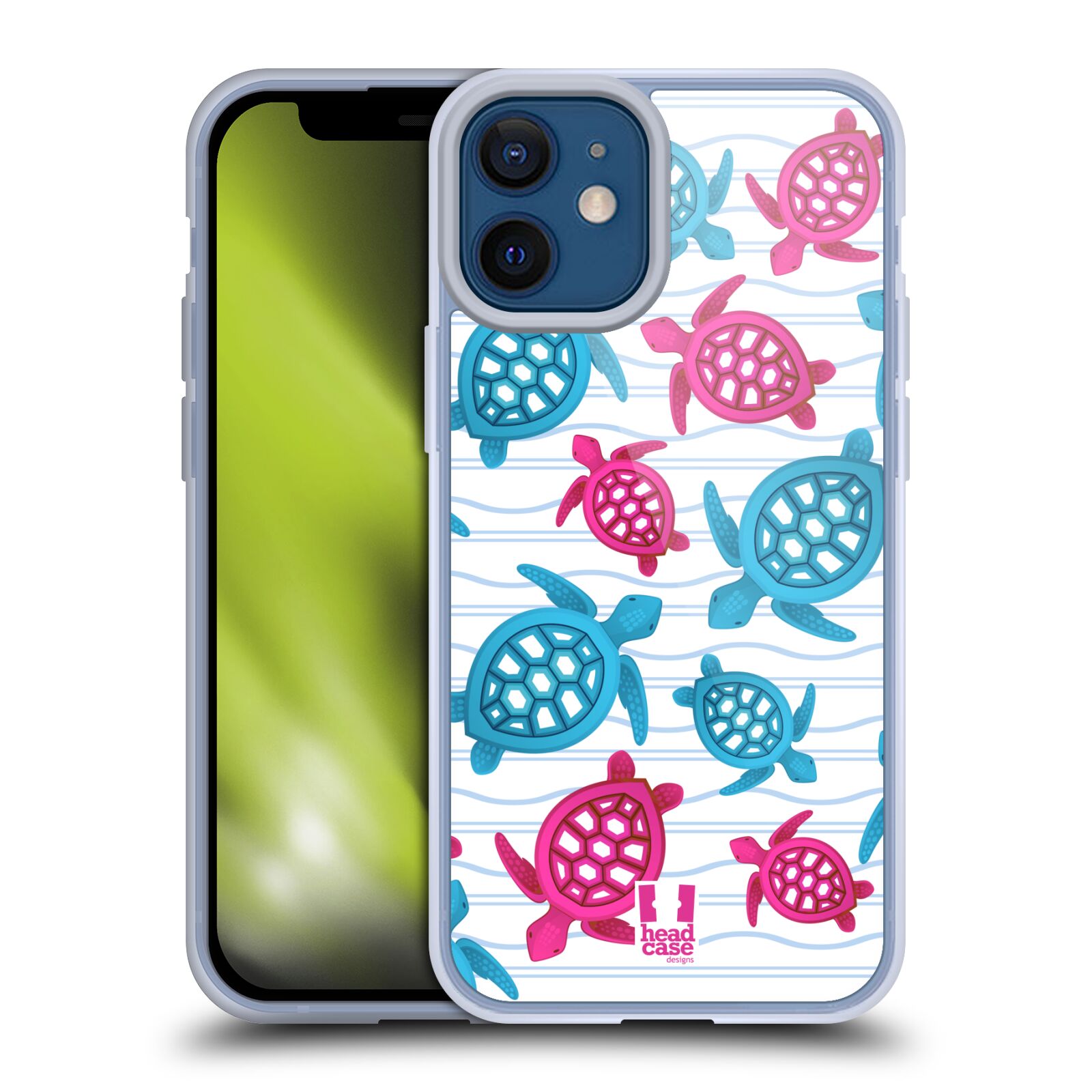 Plastový obal na mobil Apple Iphone 12 MINI vzor mořský živočich želva modrá a růžová