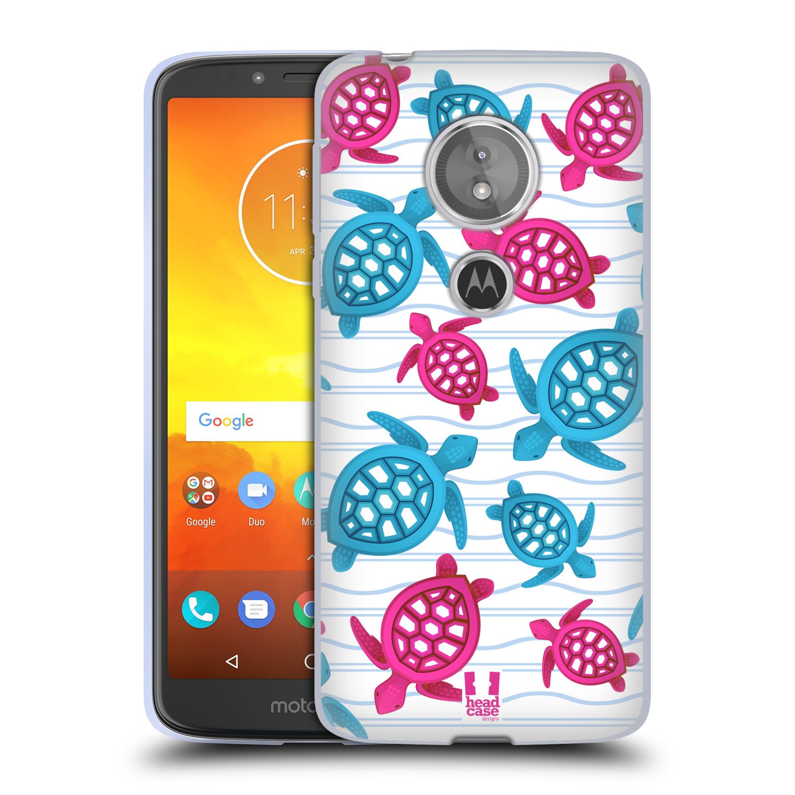 HEAD CASE silikonový obal na mobil Motorola Moto E5 vzor mořský živočich želva modrá a růžová