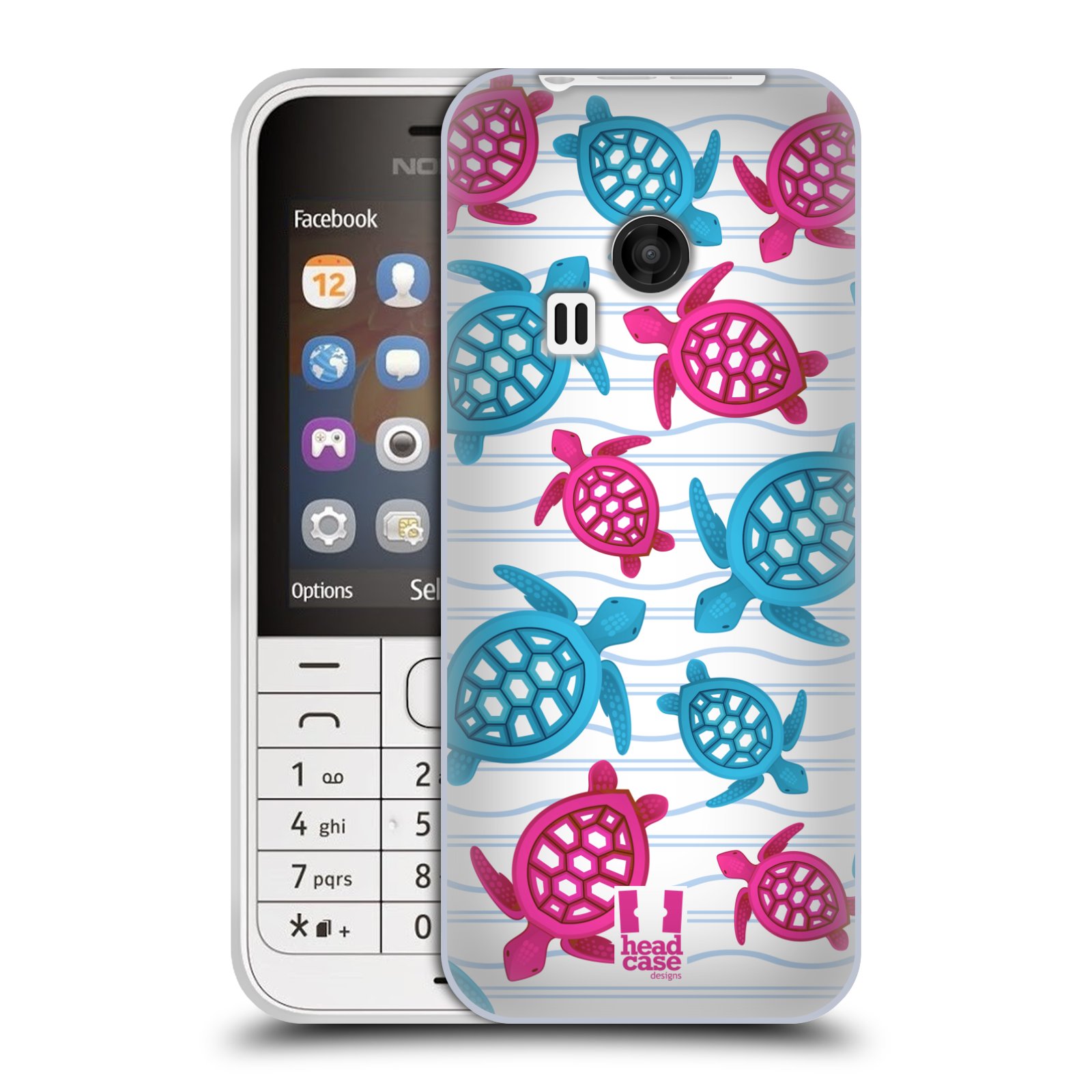 HEAD CASE silikonový obal na mobil NOKIA 220 / NOKIA 220 DUAL SIM vzor mořský živočich želva modrá a růžová