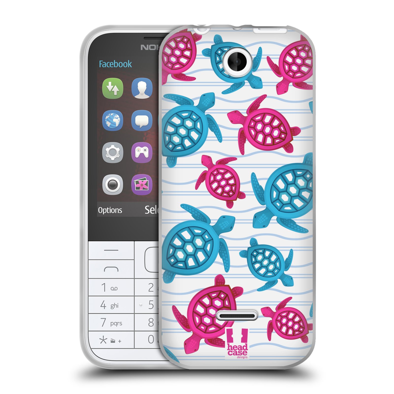 HEAD CASE silikonový obal na mobil NOKIA 225 / NOKIA 225 DUAL SIM vzor mořský živočich želva modrá a růžová