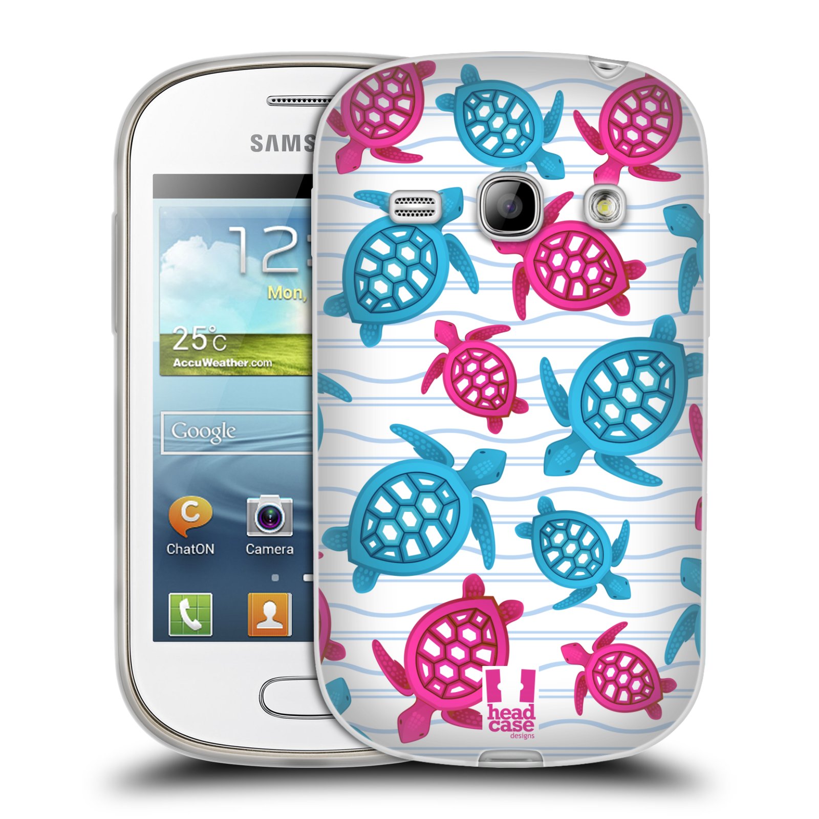 HEAD CASE silikonový obal na mobil Samsung Galaxy FAME vzor mořský živočich želva modrá a růžová