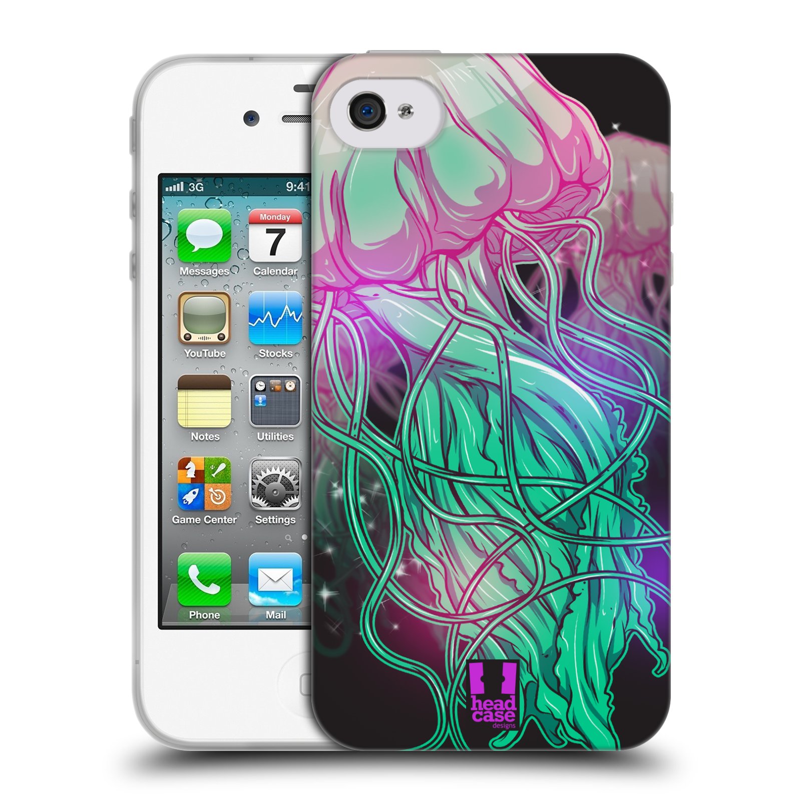 HEAD CASE silikonový obal na mobil Apple Iphone 4/4S vzor mořská monstra medůza
