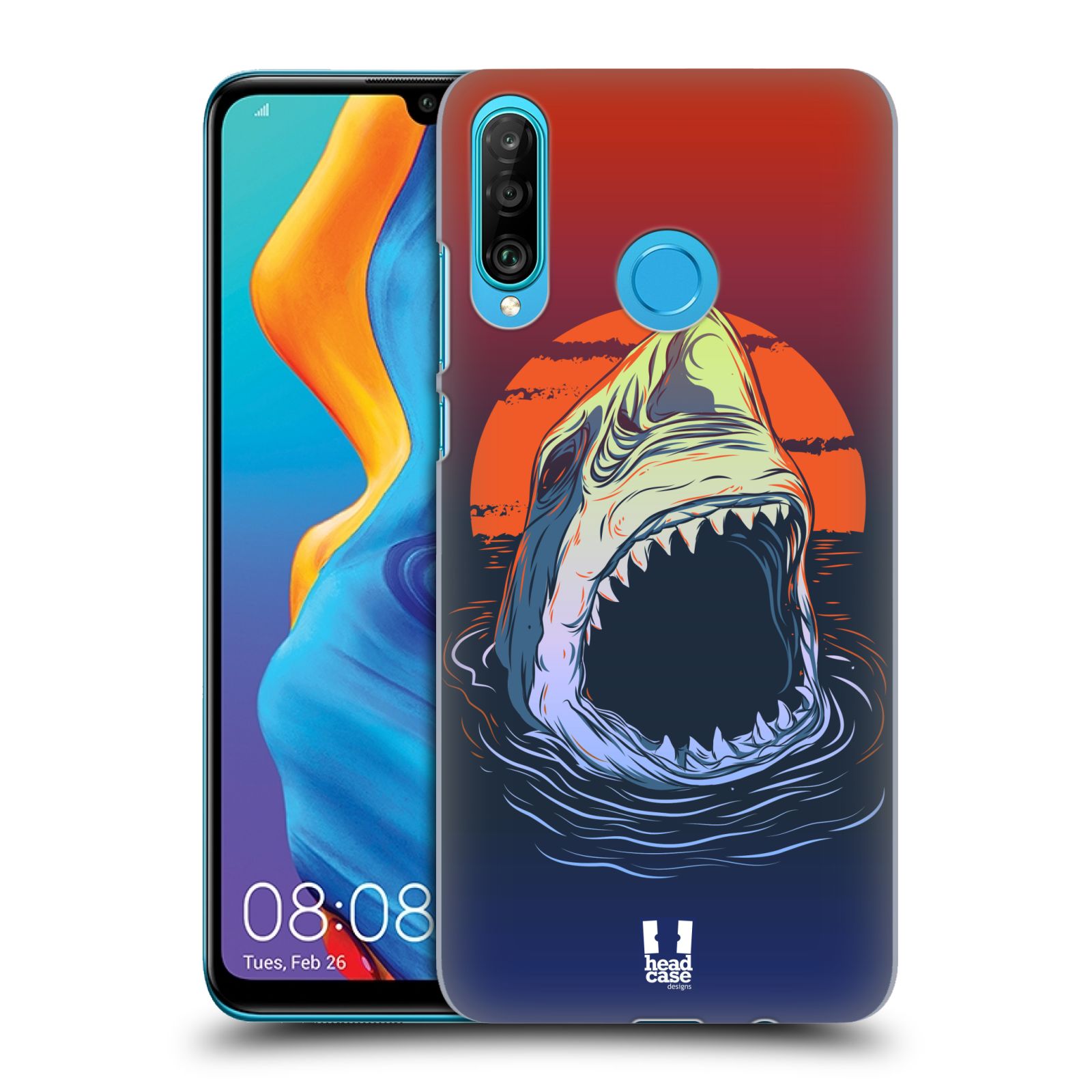Pouzdro na mobil Huawei P30 LITE - HEAD CASE - vzor mořská monstra žralok