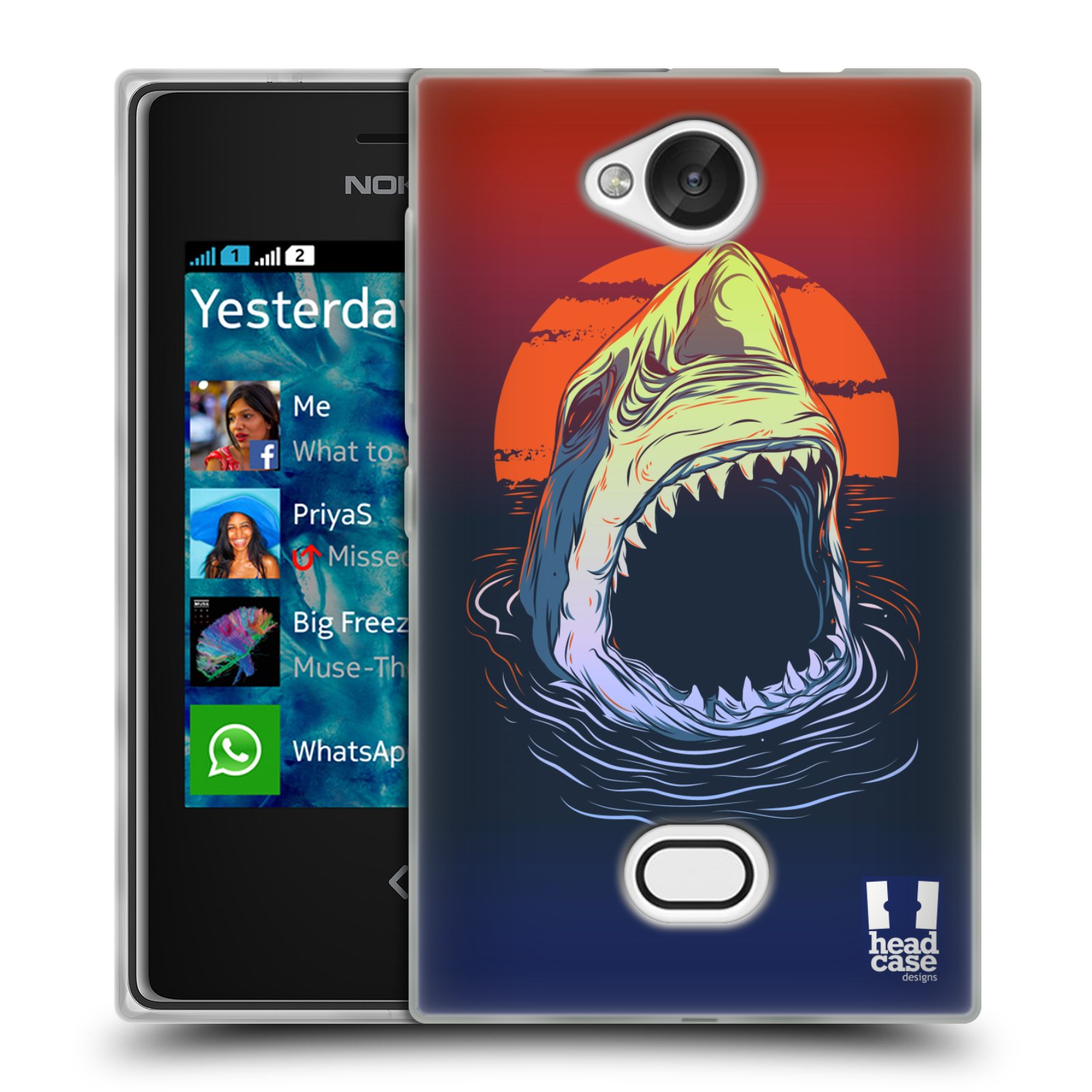HEAD CASE silikonový obal na mobil NOKIA Asha 503 vzor mořská monstra žralok