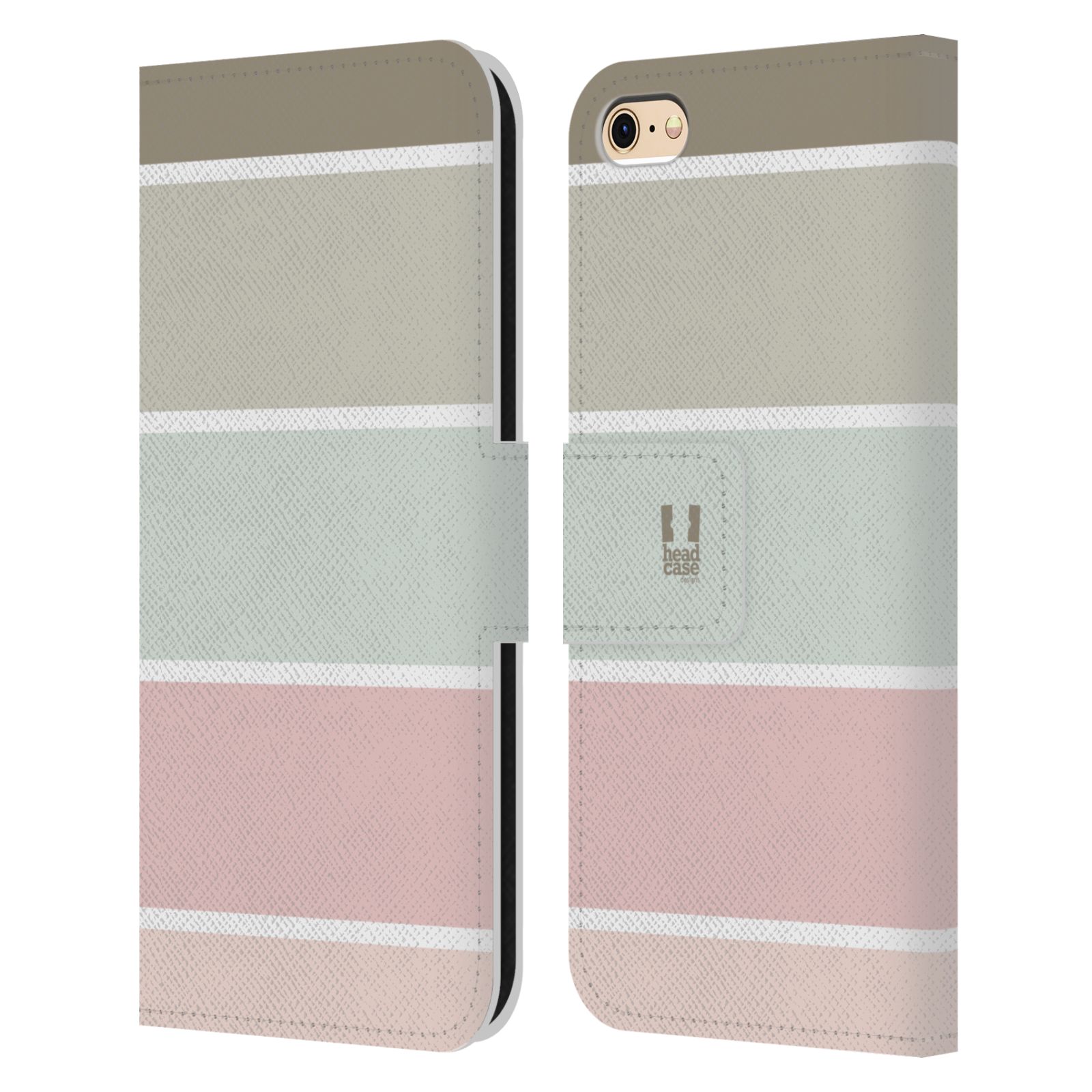 HEAD CASE Flipové pouzdro pro mobil Apple Iphone 6/6s Francouzský venkov pruhy růžová a šedá