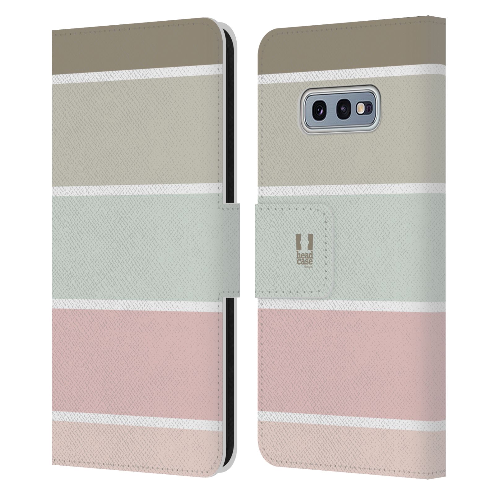 Pouzdro HEAD CASE na mobil Samsung Galaxy S10e Francouzský venkov pruhy růžová a šedá