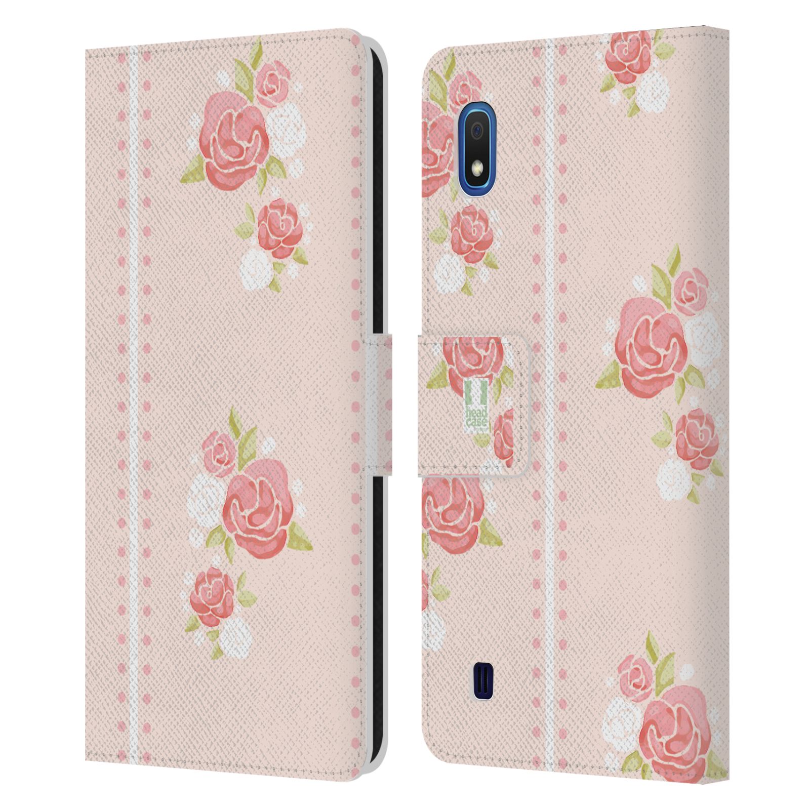 Pouzdro na mobil Samsung Galaxy A10 Francouzský venkov pruhy a růže růžová barva