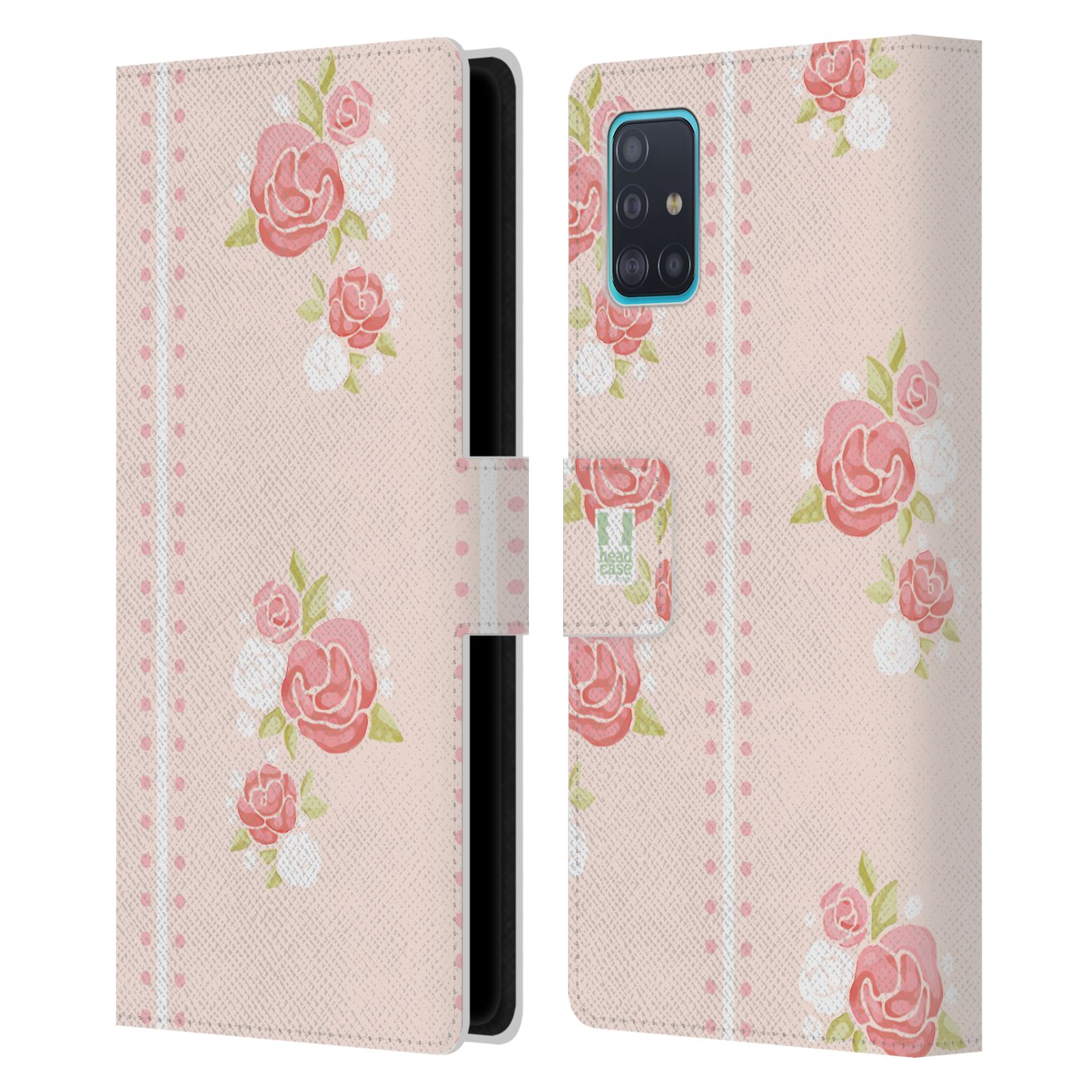 Pouzdro na mobil Samsung Galaxy A51 (A515F) Francouzský venkov pruhy a růže růžová barva