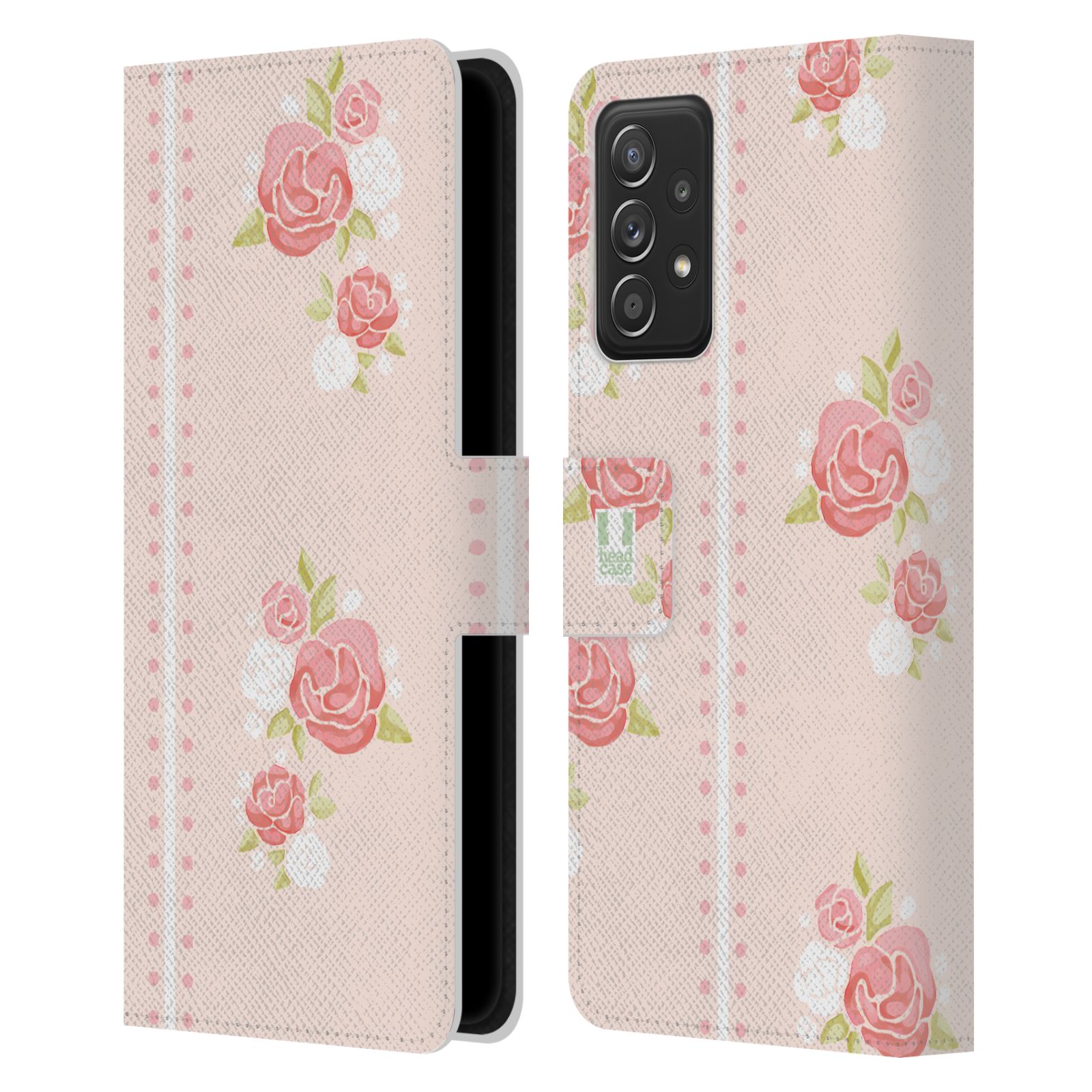 Pouzdro HEAD CASE na mobil Samsung Galaxy A53 5G Francouzský venkov pruhy a růže růžová barva