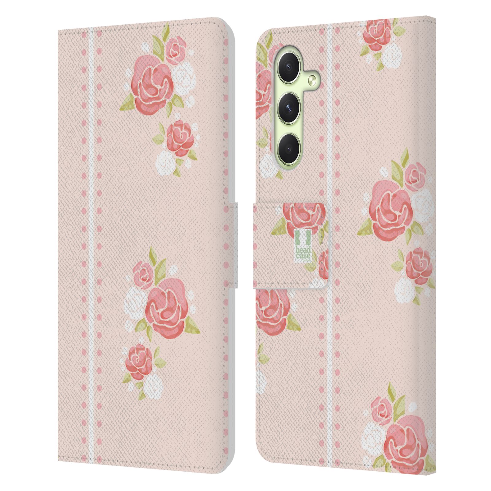 Pouzdro HEAD CASE na mobil Samsung Galaxy A54 5G Francouzský venkov pruhy a růže růžová barva