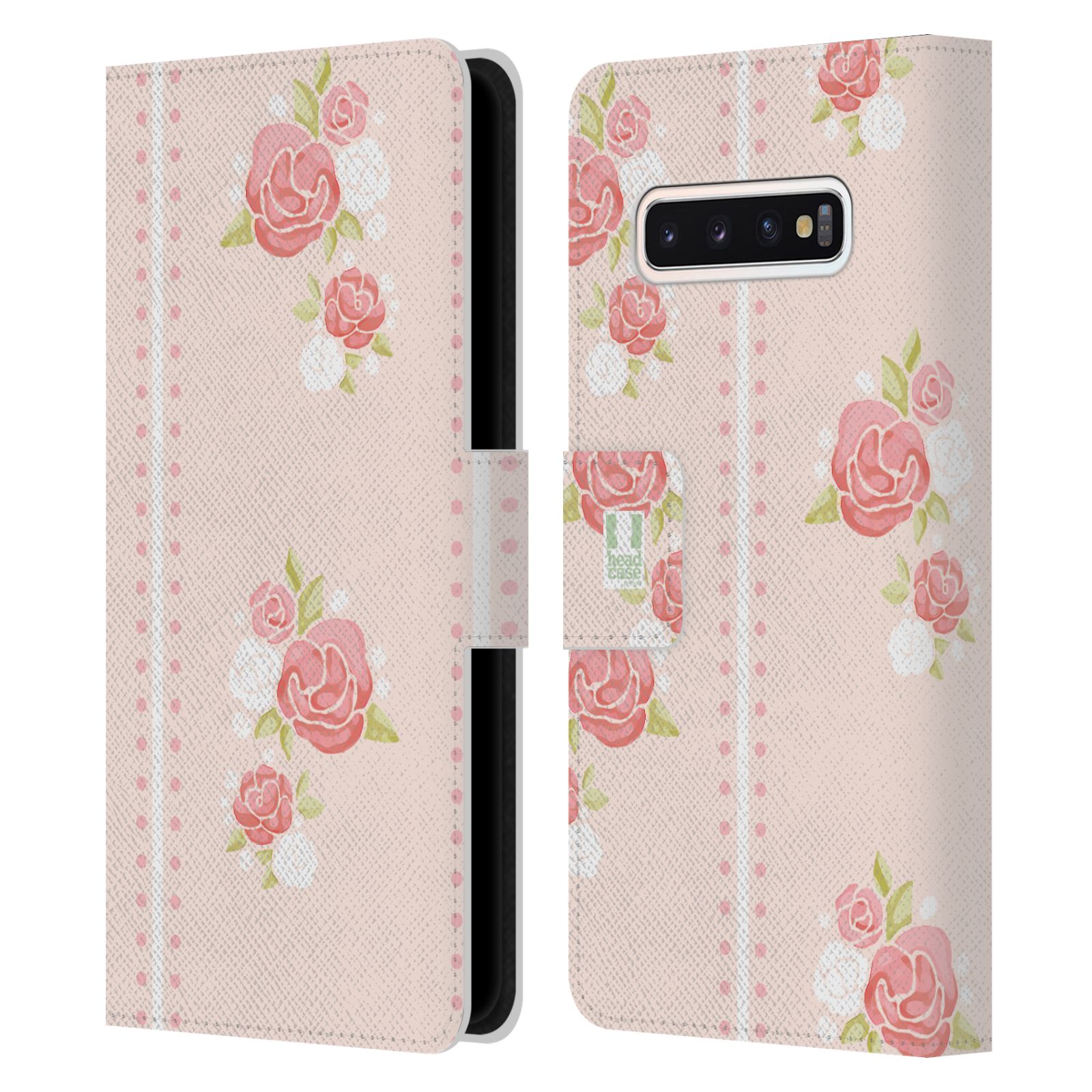 Pouzdro HEAD CASE na mobil Samsung Galaxy S10 Francouzský venkov pruhy a růže růžová barva