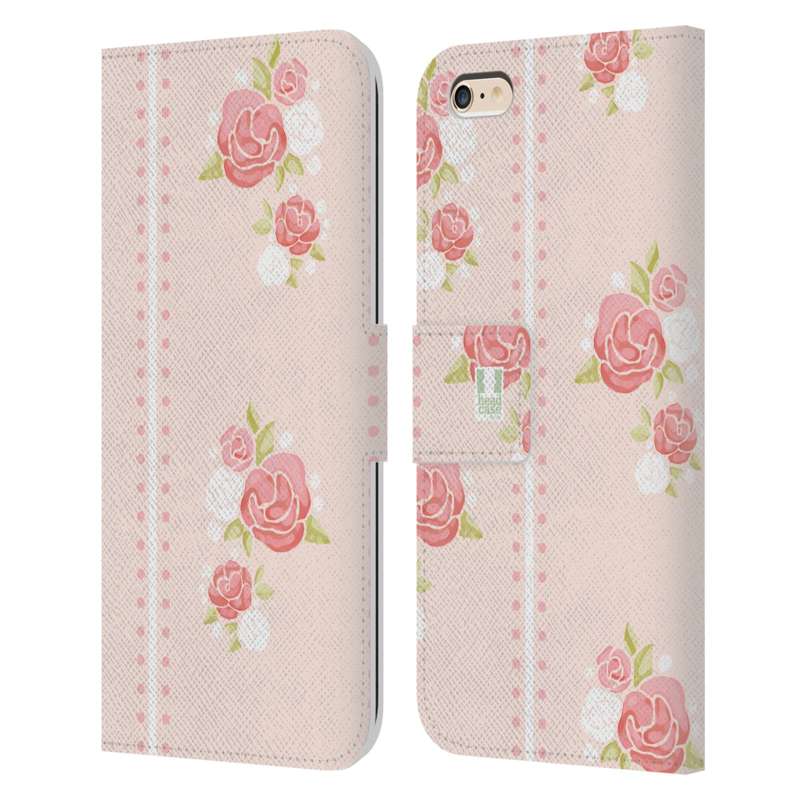 HEAD CASE Flipové pouzdro pro mobil Apple Iphone 6 PLUS / 6S PLUS Francouzský venkov pruhy a růže růžová barva