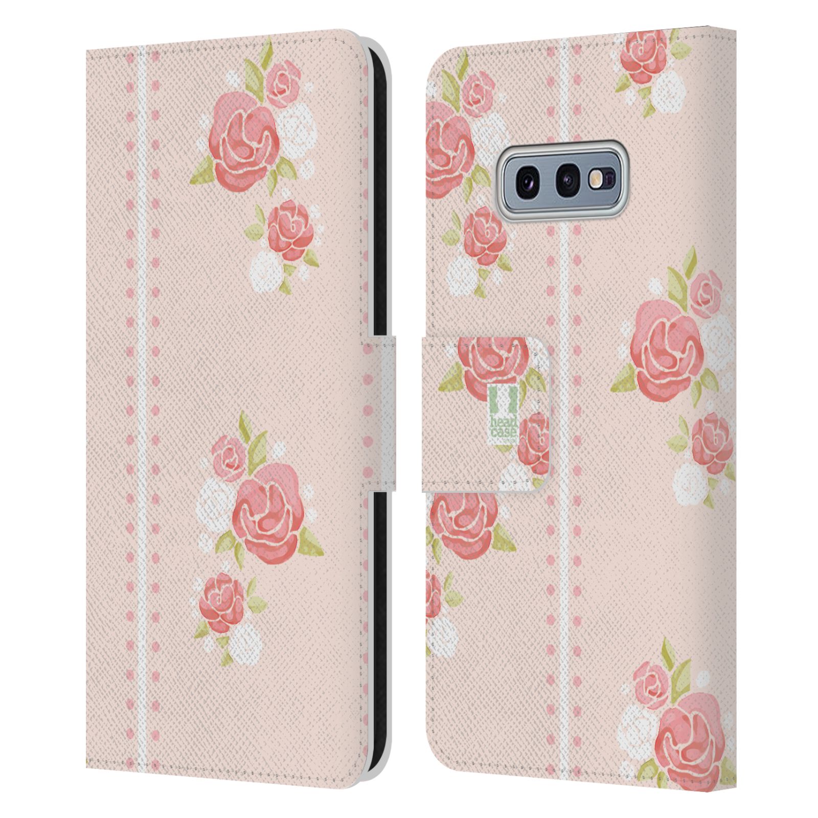 Pouzdro HEAD CASE na mobil Samsung Galaxy S10e Francouzský venkov pruhy a růže růžová barva