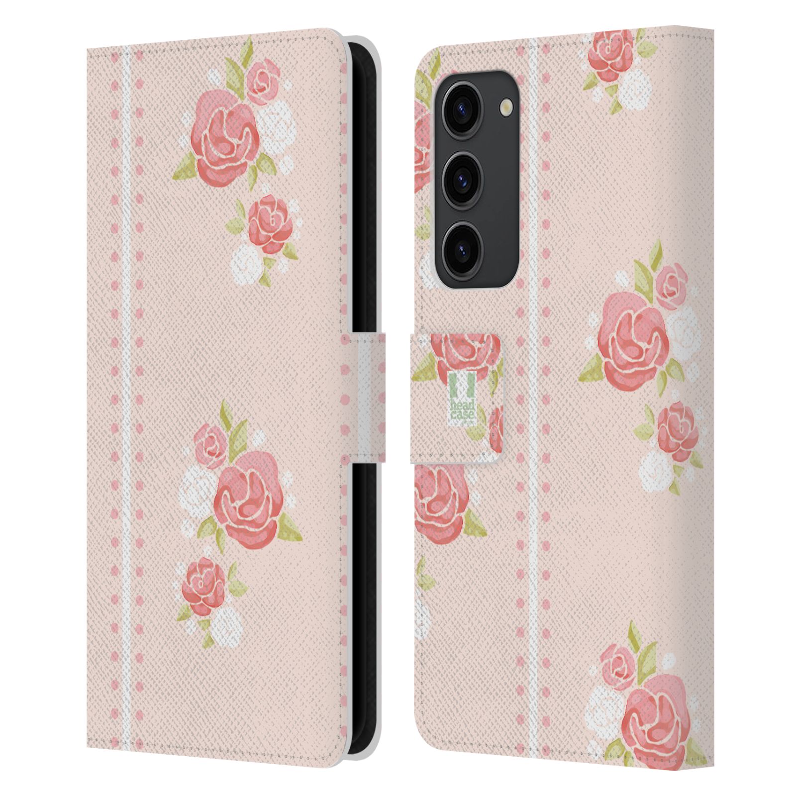 Pouzdro HEAD CASE na mobil Samsung Galaxy S23+ Francouzský venkov pruhy a růže růžová barva
