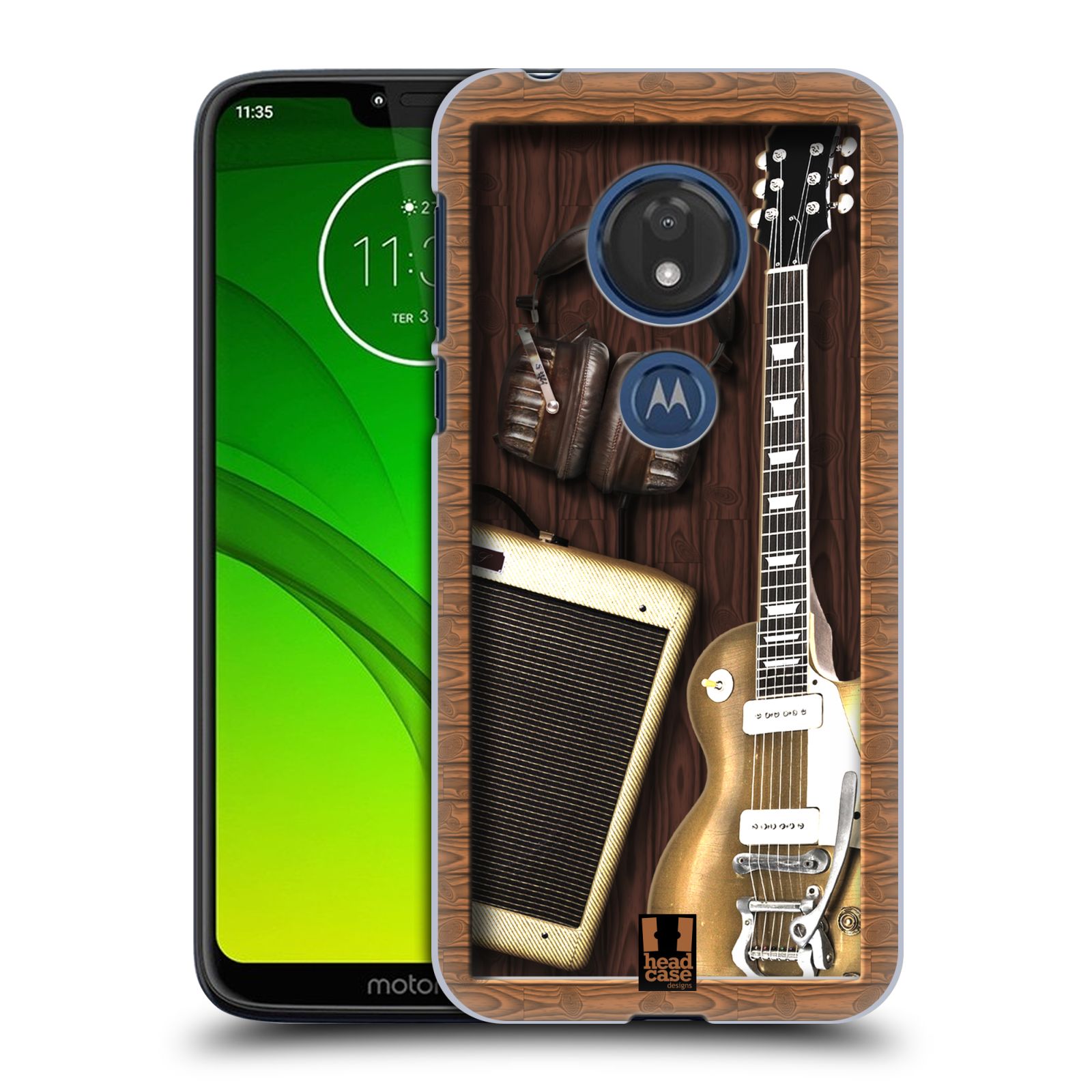 Pouzdro na mobil Motorola Moto G7 Play vzor Šedá skříňka MUZIKANT