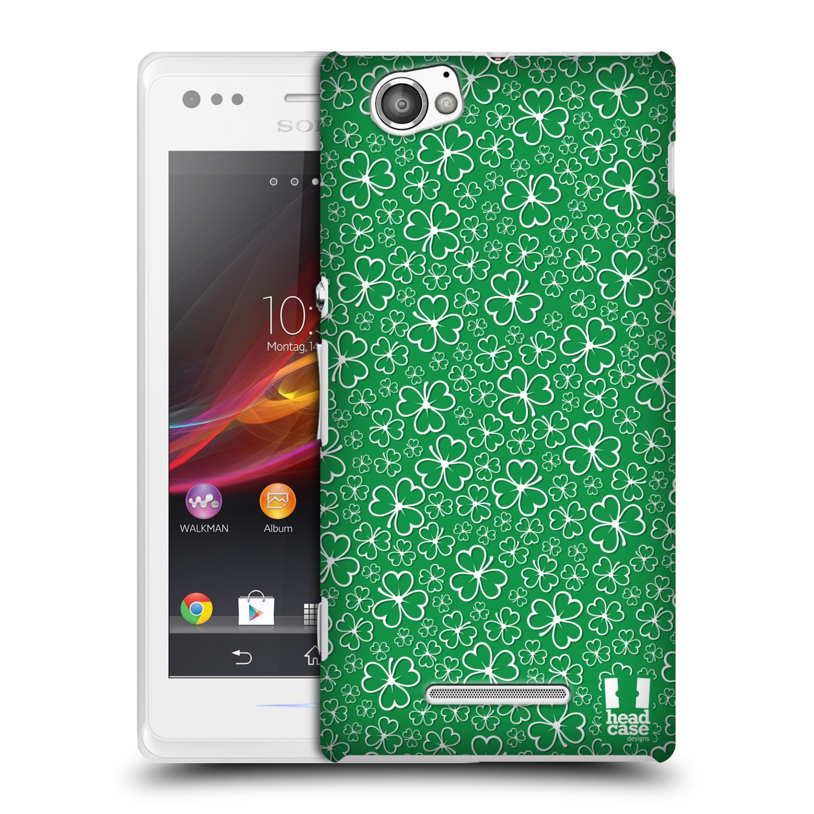 HEAD CASE plastový obal na mobil Sony Xperia M vzor Kreslený čyřlístek zelená HROMADA