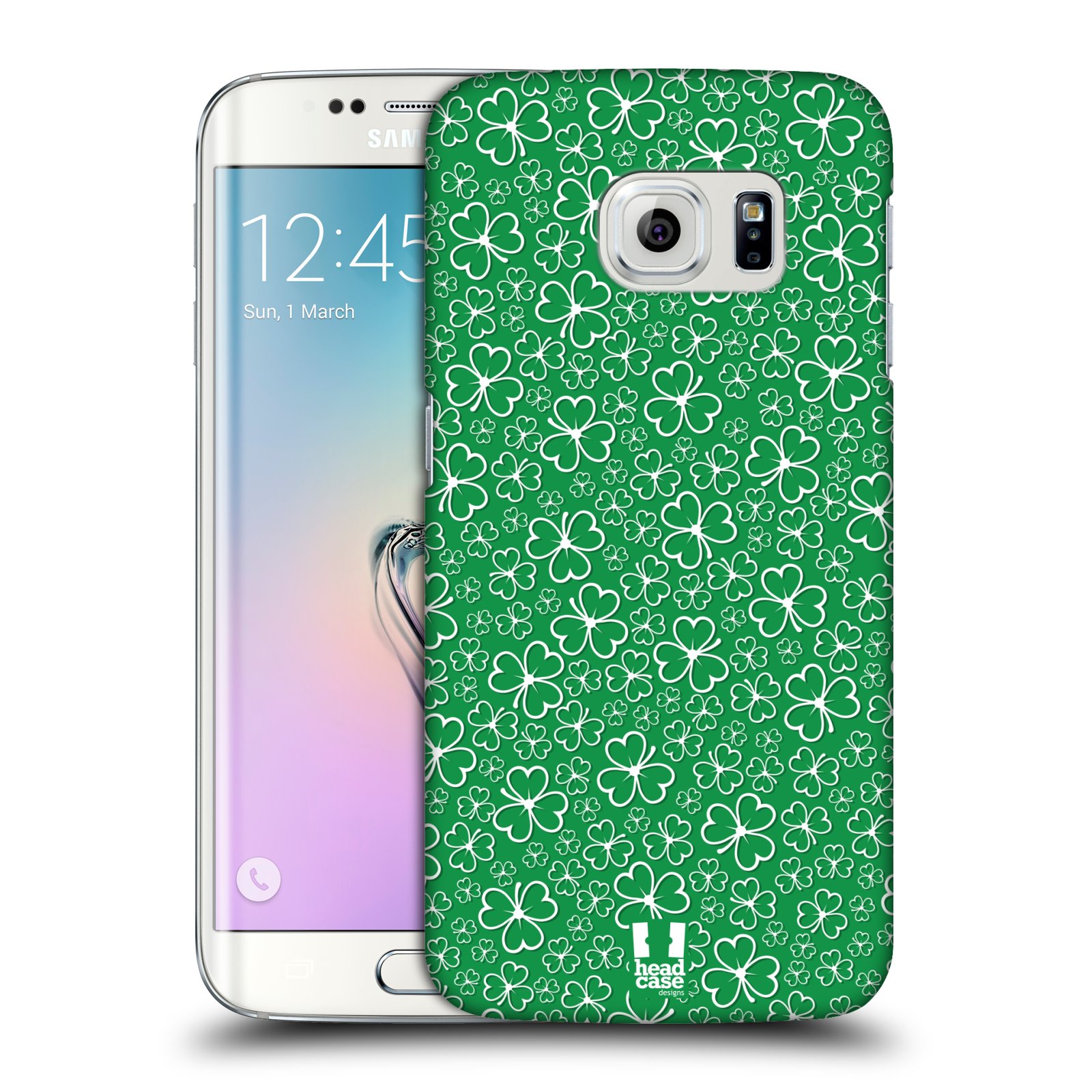 HEAD CASE plastový obal na mobil SAMSUNG Galaxy S6 EDGE (G9250, G925, G925F) vzor Kreslený čyřlístek zelená HROMADA