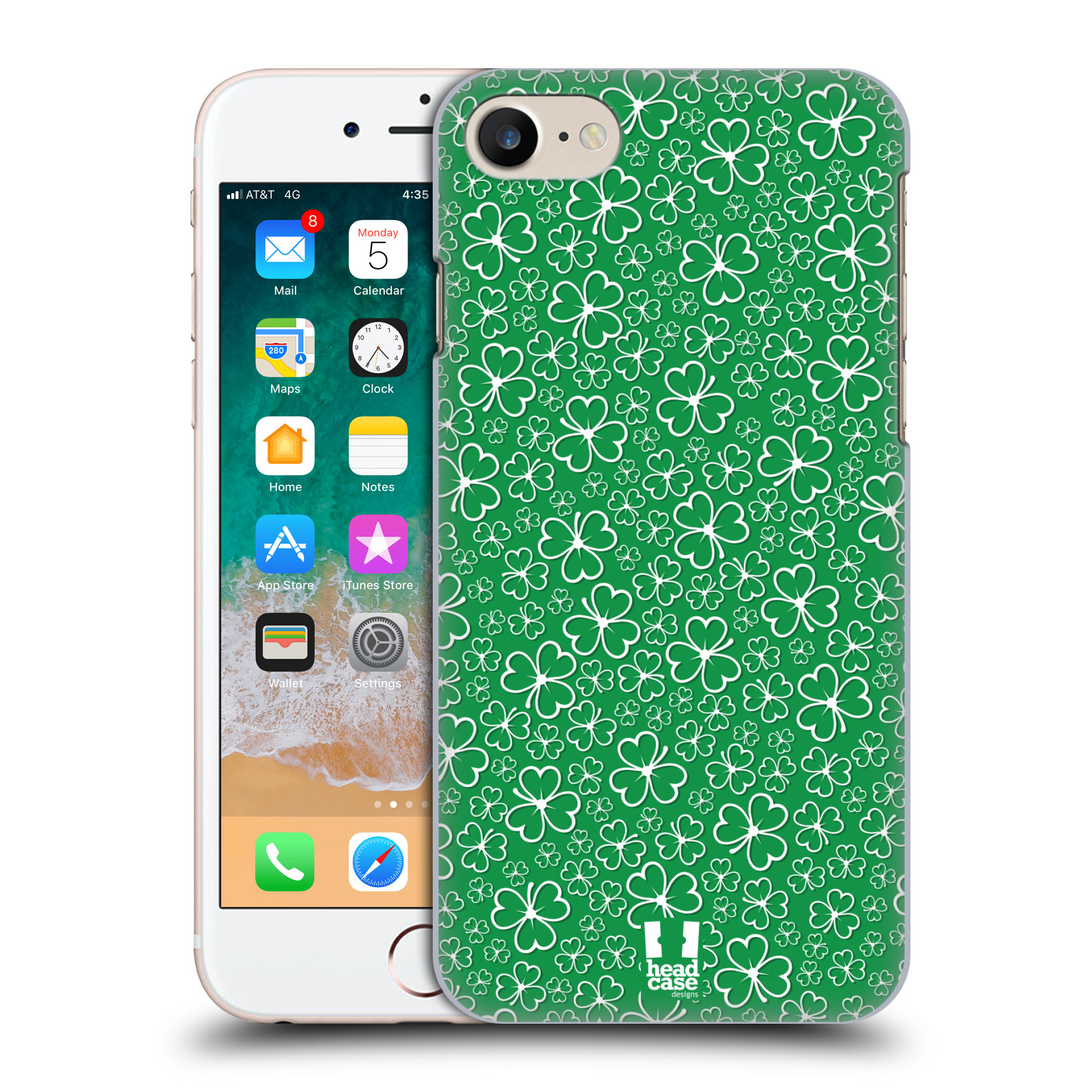 Plastové pouzdro pro mobil Apple Iphone 7/8/SE 2020 vzor Kreslený čyřlístek zelená HROMADA