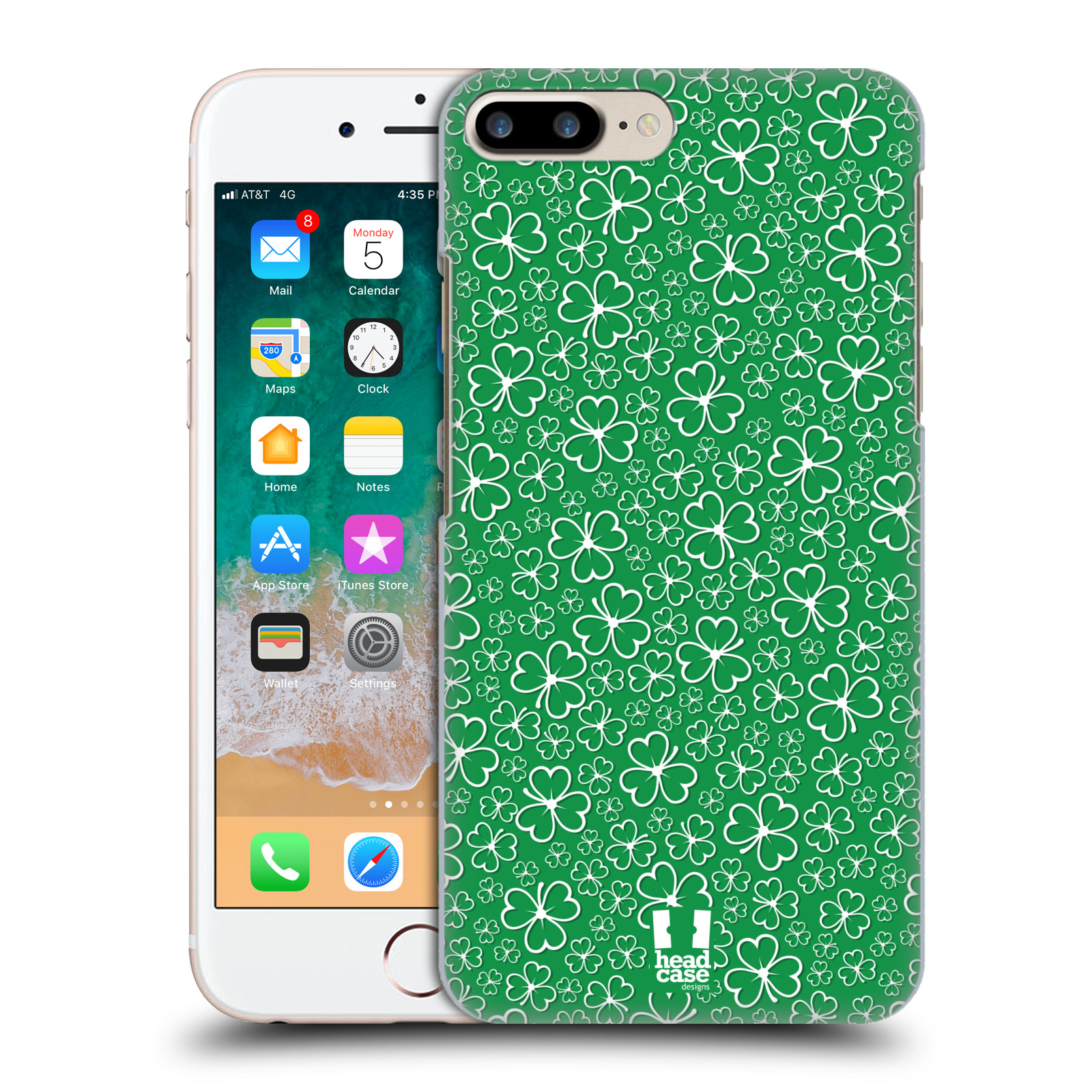 HEAD CASE plastový obal na mobil Apple Iphone 7 PLUS vzor Kreslený čyřlístek zelená HROMADA