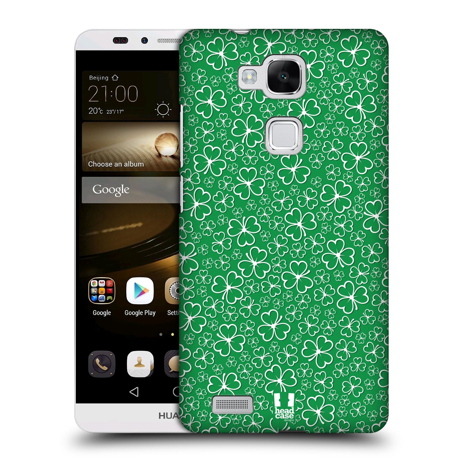 HEAD CASE plastový obal na mobil Huawei Mate 7 vzor Kreslený čyřlístek zelená HROMADA