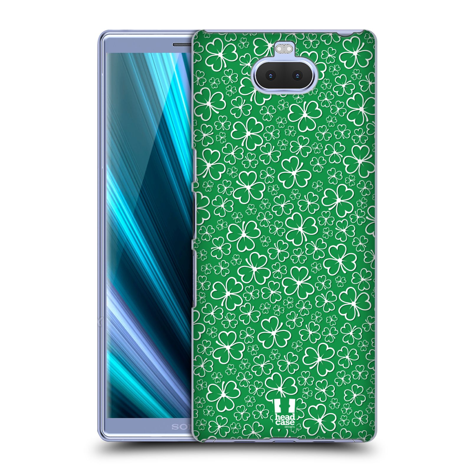 Pouzdro na mobil Sony Xperia 10 - Head Case - vzor Kreslený čyřlístek zelená HROMADA