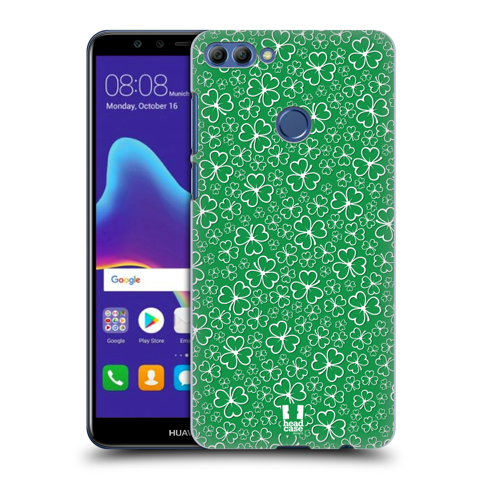 HEAD CASE plastový obal na mobil Huawei Y9 2018 vzor Kreslený čyřlístek zelená HROMADA