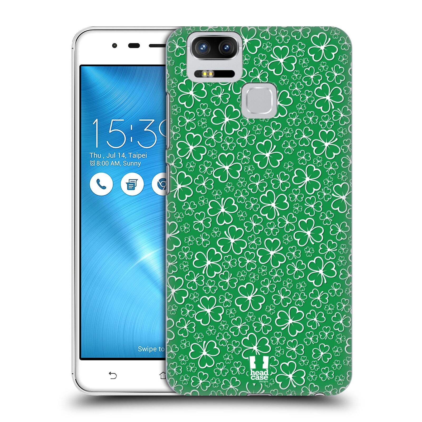 HEAD CASE plastový obal na mobil Asus Zenfone 3 Zoom ZE553KL vzor Kreslený čyřlístek zelená HROMADA