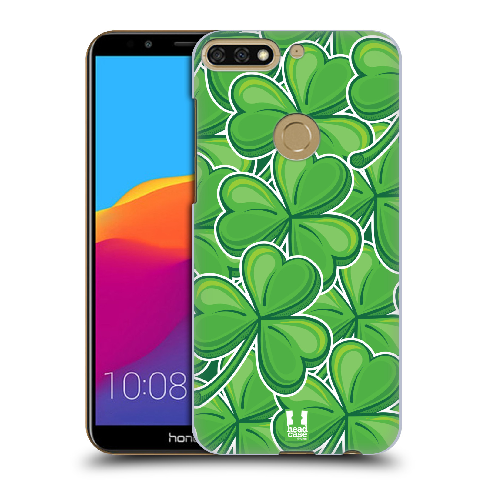 HEAD CASE plastový obal na mobil Honor 7c vzor Kreslený čyřlístek zelená VELKÉ LÍSTEČKY