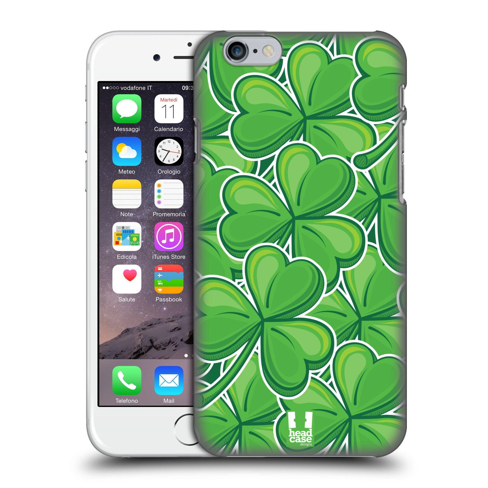 Plastové pouzdro pro mobil Apple Iphone 6/6S vzor Kreslený čyřlístek zelená VELKÉ LÍSTEČKY