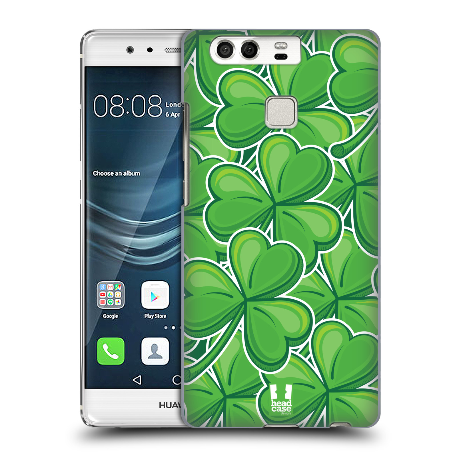 HEAD CASE plastový obal na mobil Huawei P9 / P9 DUAL SIM vzor Kreslený čyřlístek zelená VELKÉ LÍSTEČKY