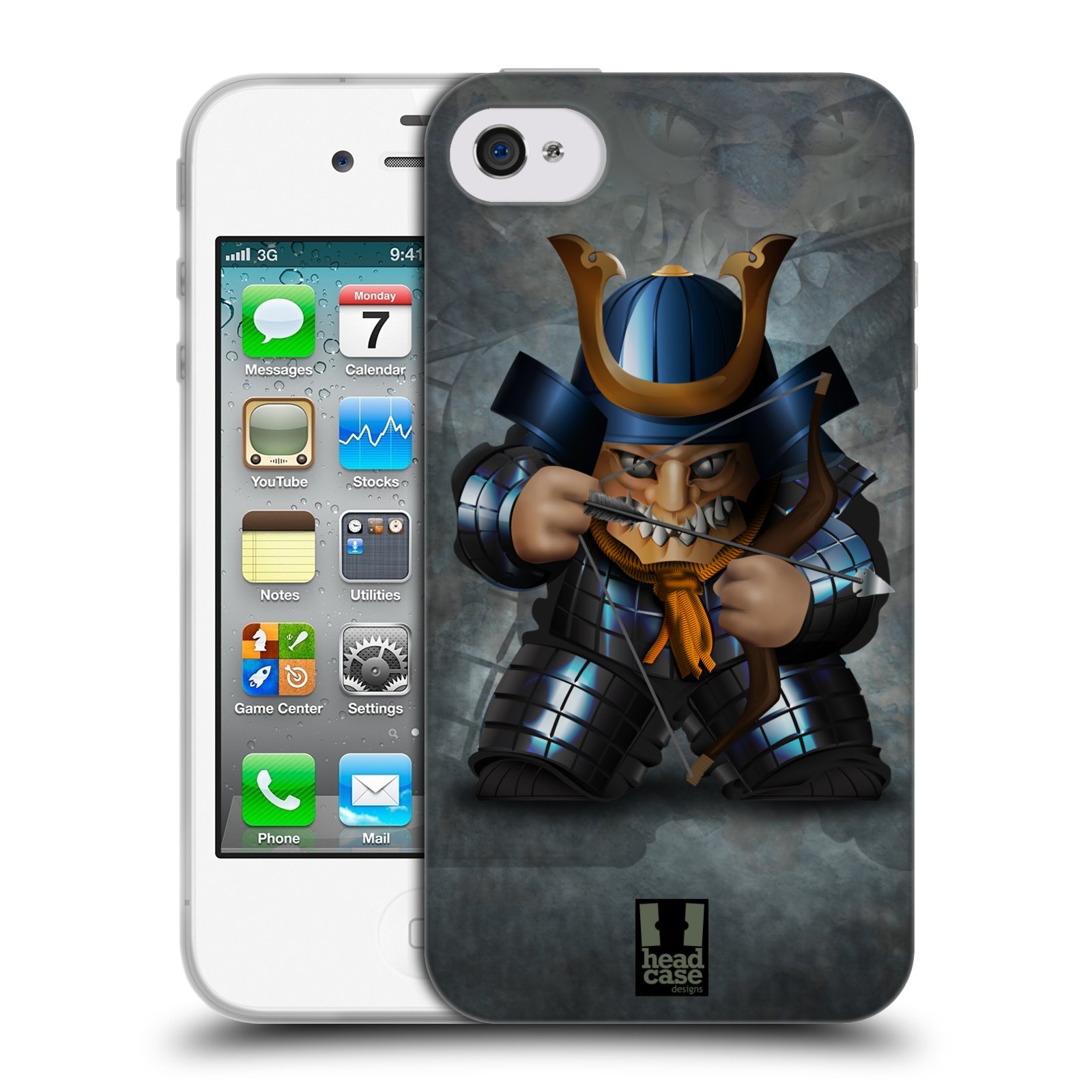 HEAD CASE silikonový obal na mobil Apple Iphone 4/4S vzor Malí bojovníci SHOGUN STŘELEC