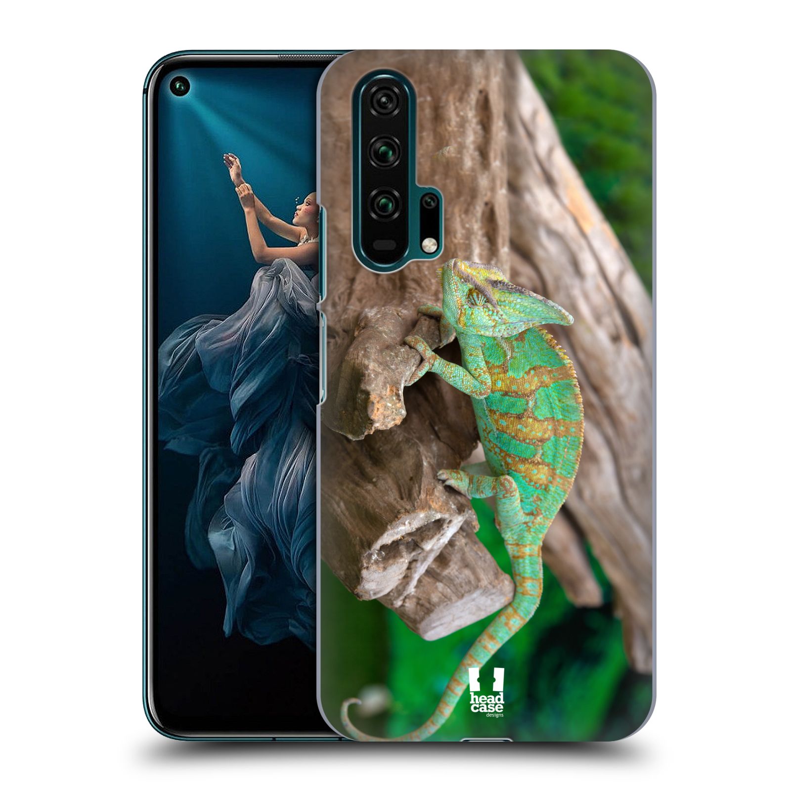 Pouzdro na mobil Honor 20 PRO - HEAD CASE - vzor slavná zvířata foto chameleon