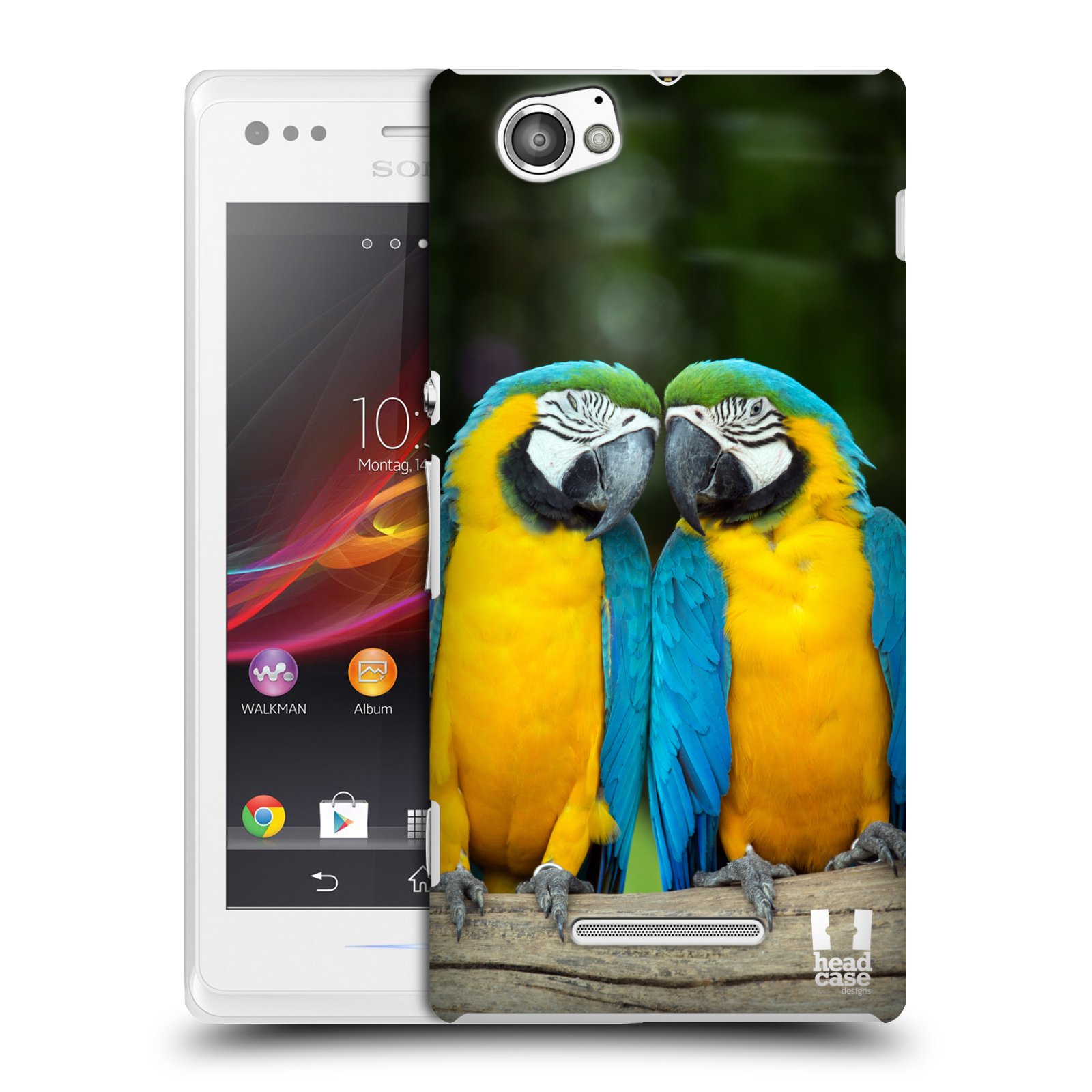 HEAD CASE plastový obal na mobil Sony Xperia M vzor slavná zvířata foto dva papoušci
