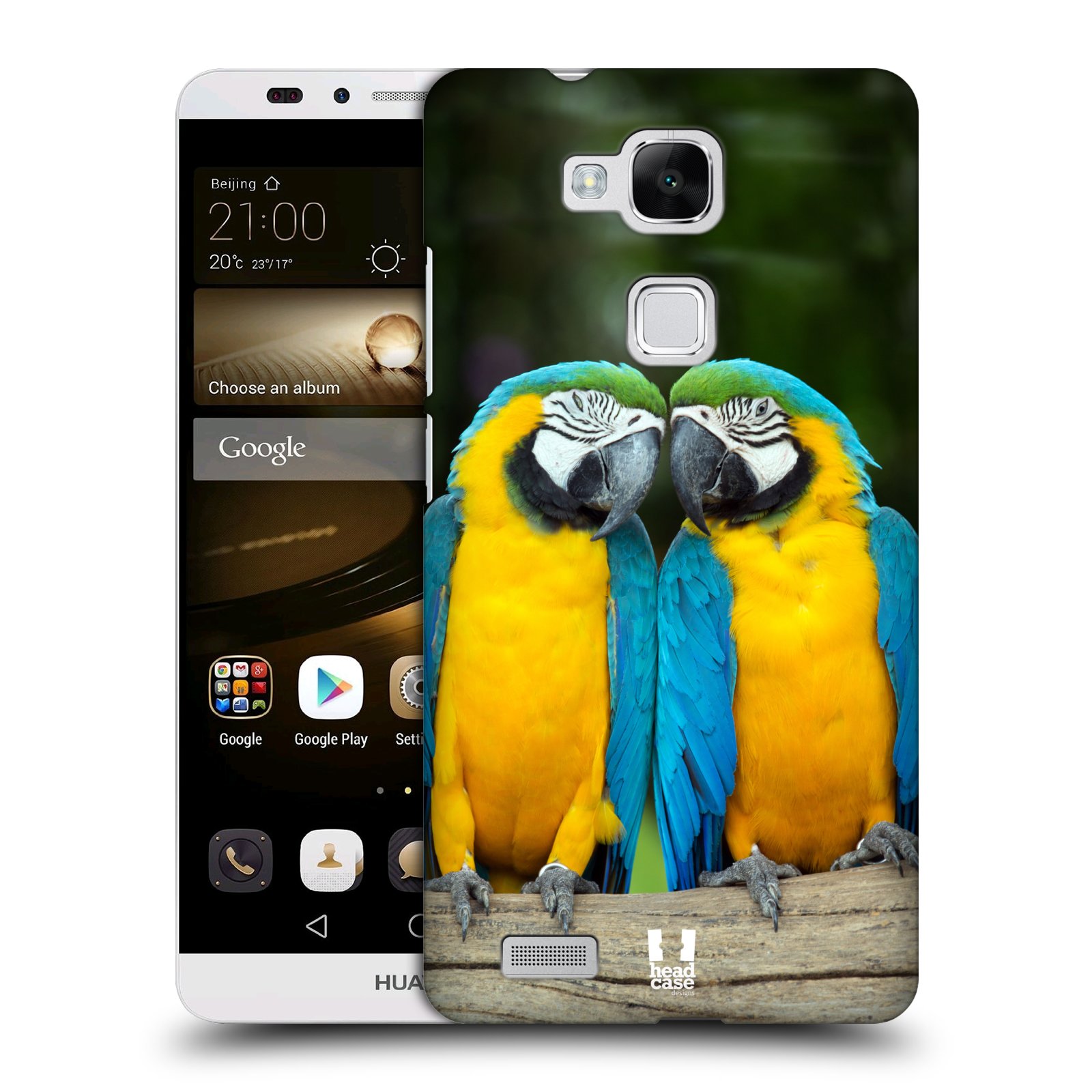 HEAD CASE plastový obal na mobil Huawei Mate 7 vzor slavná zvířata foto dva papoušci