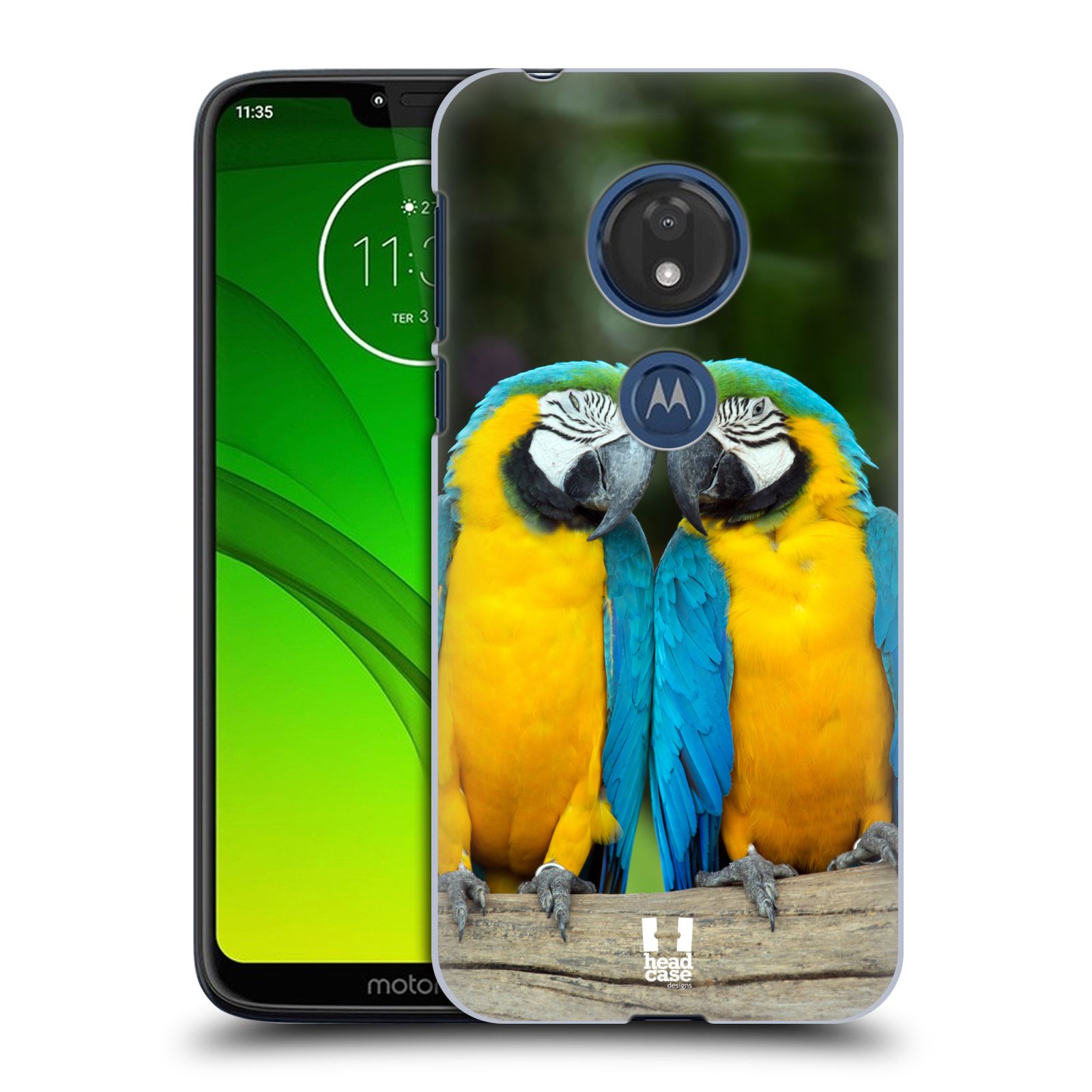 Pouzdro na mobil Motorola Moto G7 Play vzor slavná zvířata foto dva papoušci