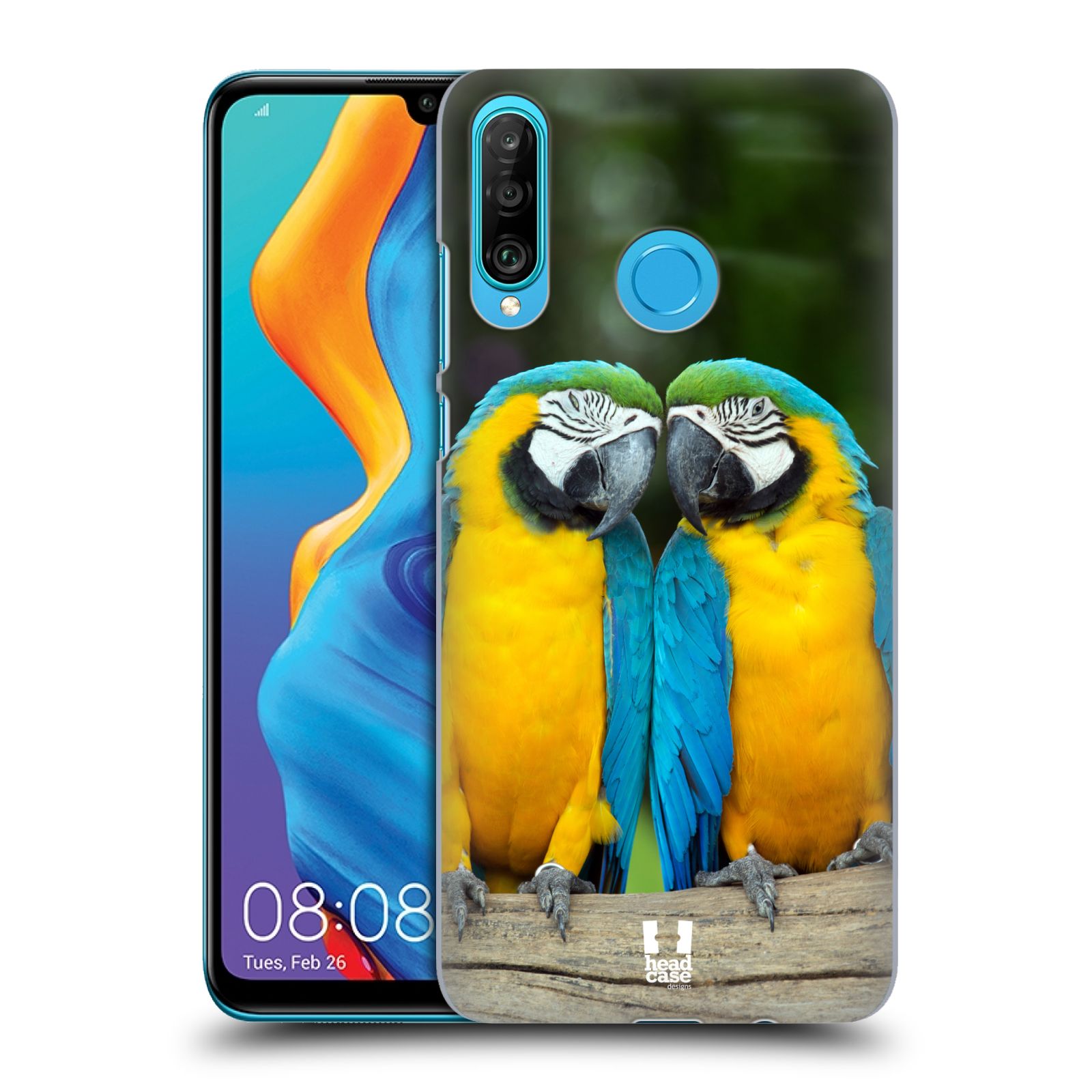 Pouzdro na mobil Huawei P30 LITE - HEAD CASE - vzor slavná zvířata foto dva papoušci