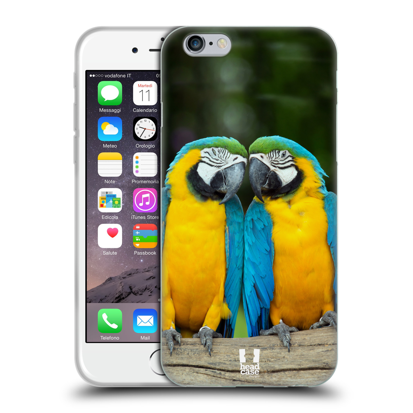 HEAD CASE silikonový obal na mobil Apple Iphone 6/6S vzor slavná zvířata foto dva papoušci