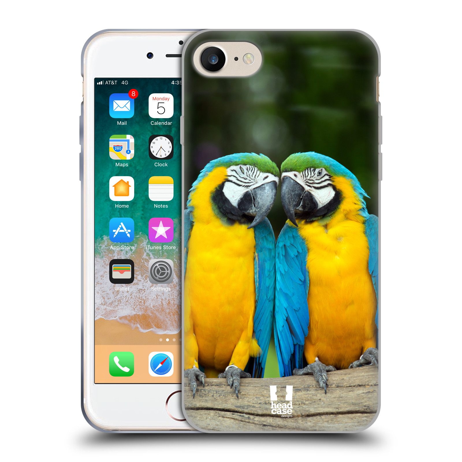 HEAD CASE silikonový obal na mobil Apple Iphone 8 vzor slavná zvířata foto dva papoušci