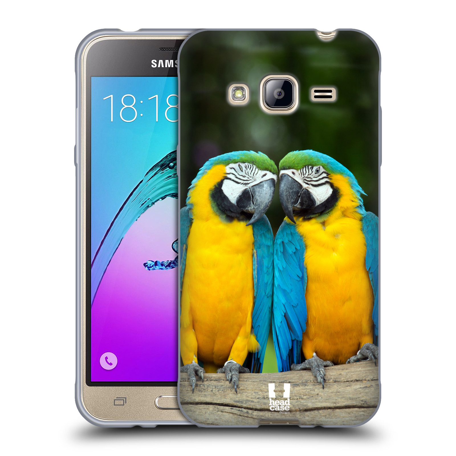 HEAD CASE silikonový obal na mobil Samsung Galaxy J3, J3 2016 vzor slavná zvířata foto dva papoušci