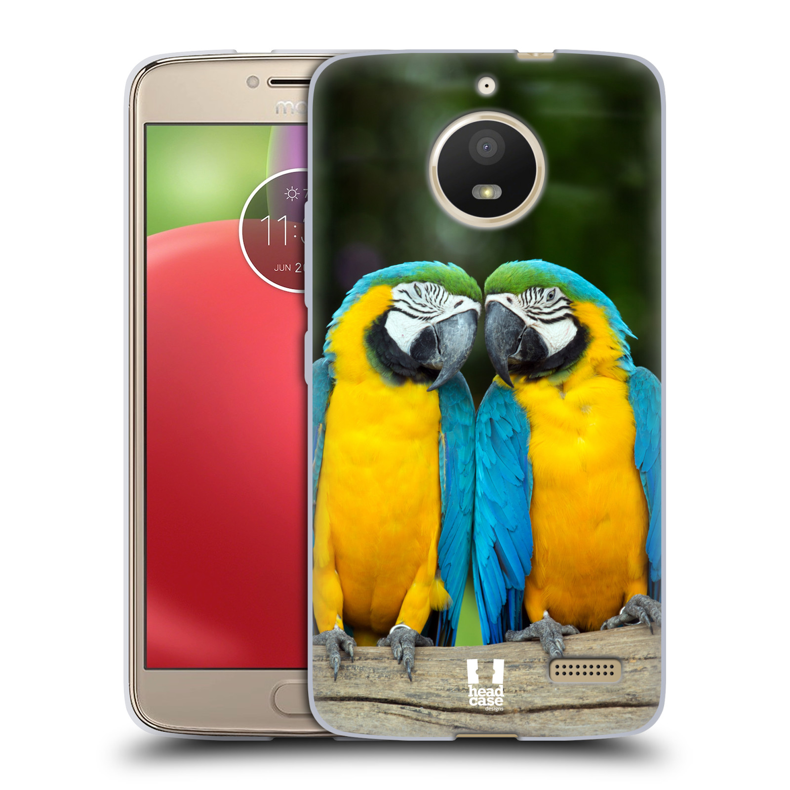 HEAD CASE silikonový obal na mobil Lenovo Moto E4 vzor slavná zvířata foto dva papoušci