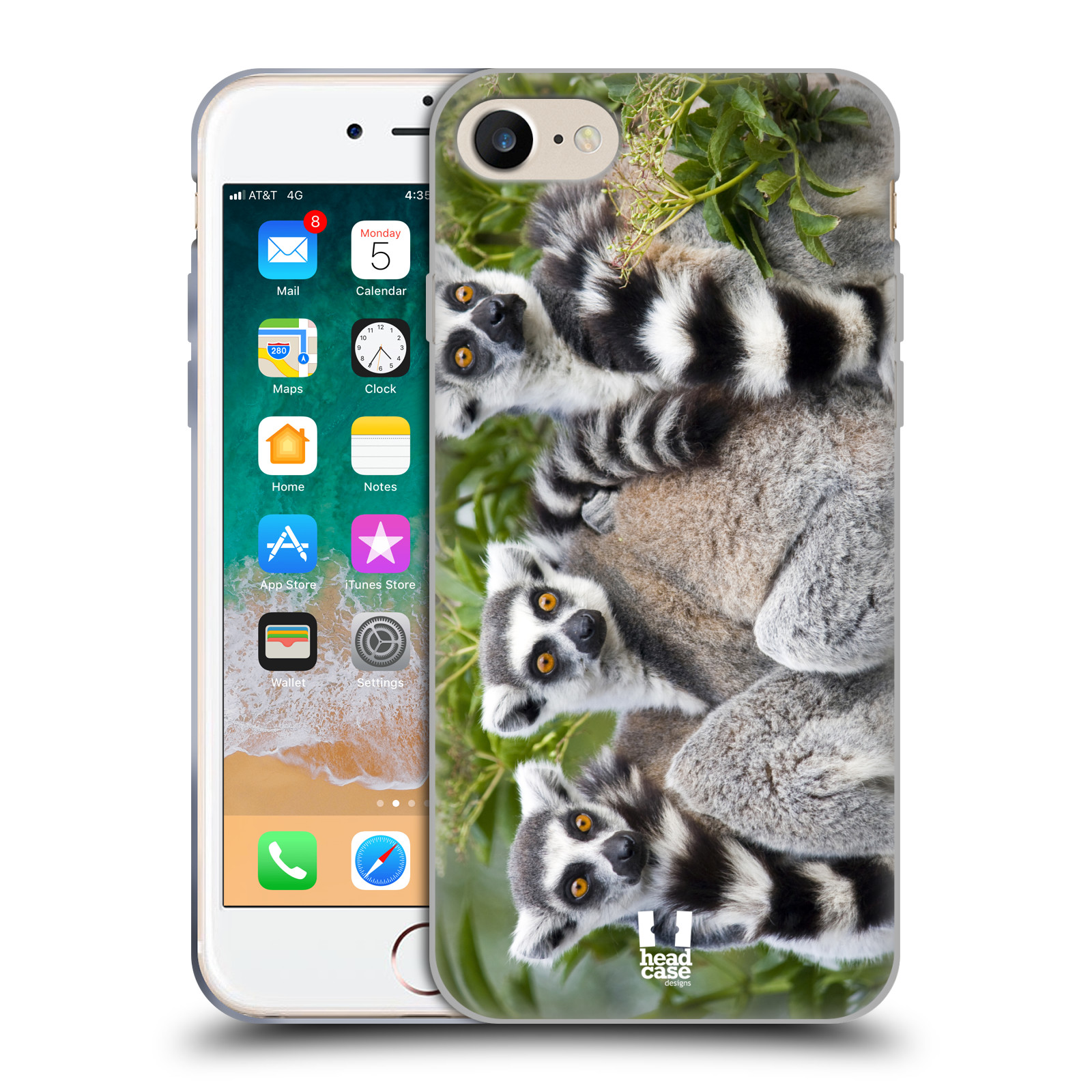 HEAD CASE silikonový obal na mobil Apple Iphone 7 vzor slavná zvířata foto lemur