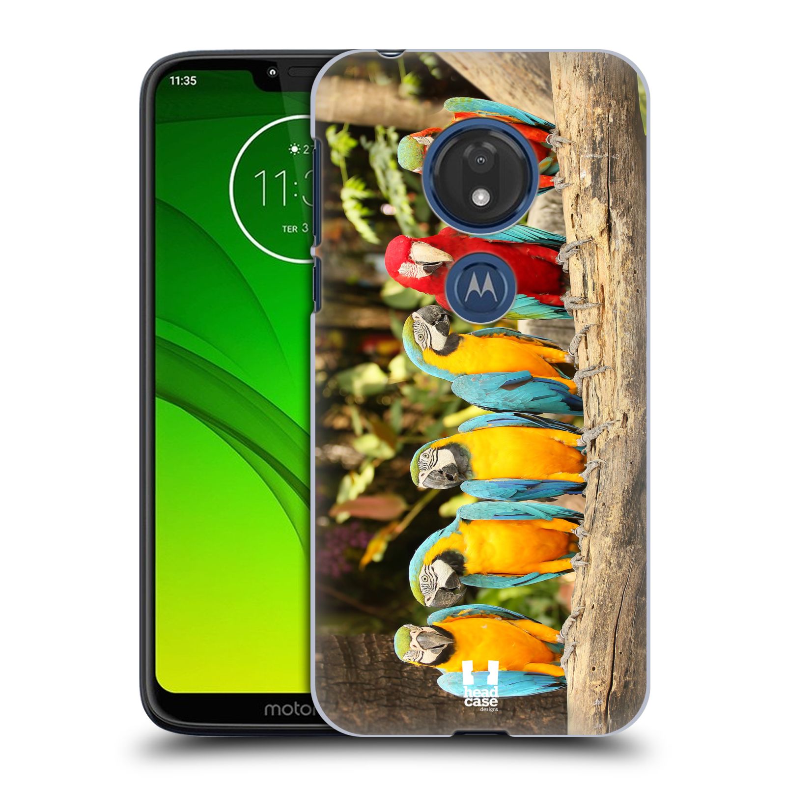 Pouzdro na mobil Motorola Moto G7 Play vzor slavná zvířata foto papoušci