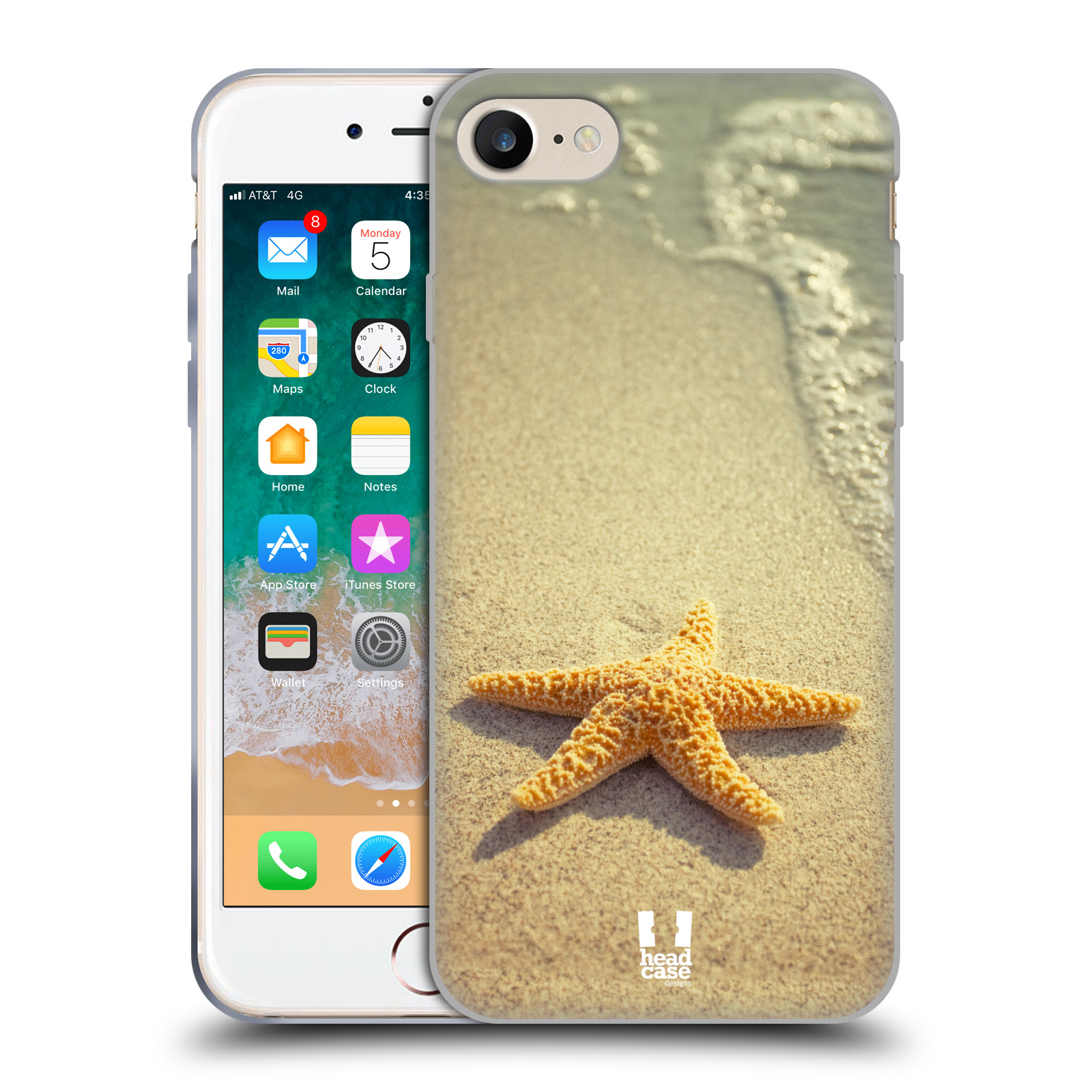 HEAD CASE silikonový obal na mobil Apple Iphone 8 vzor slavná zvířata foto hvězda na břehu
