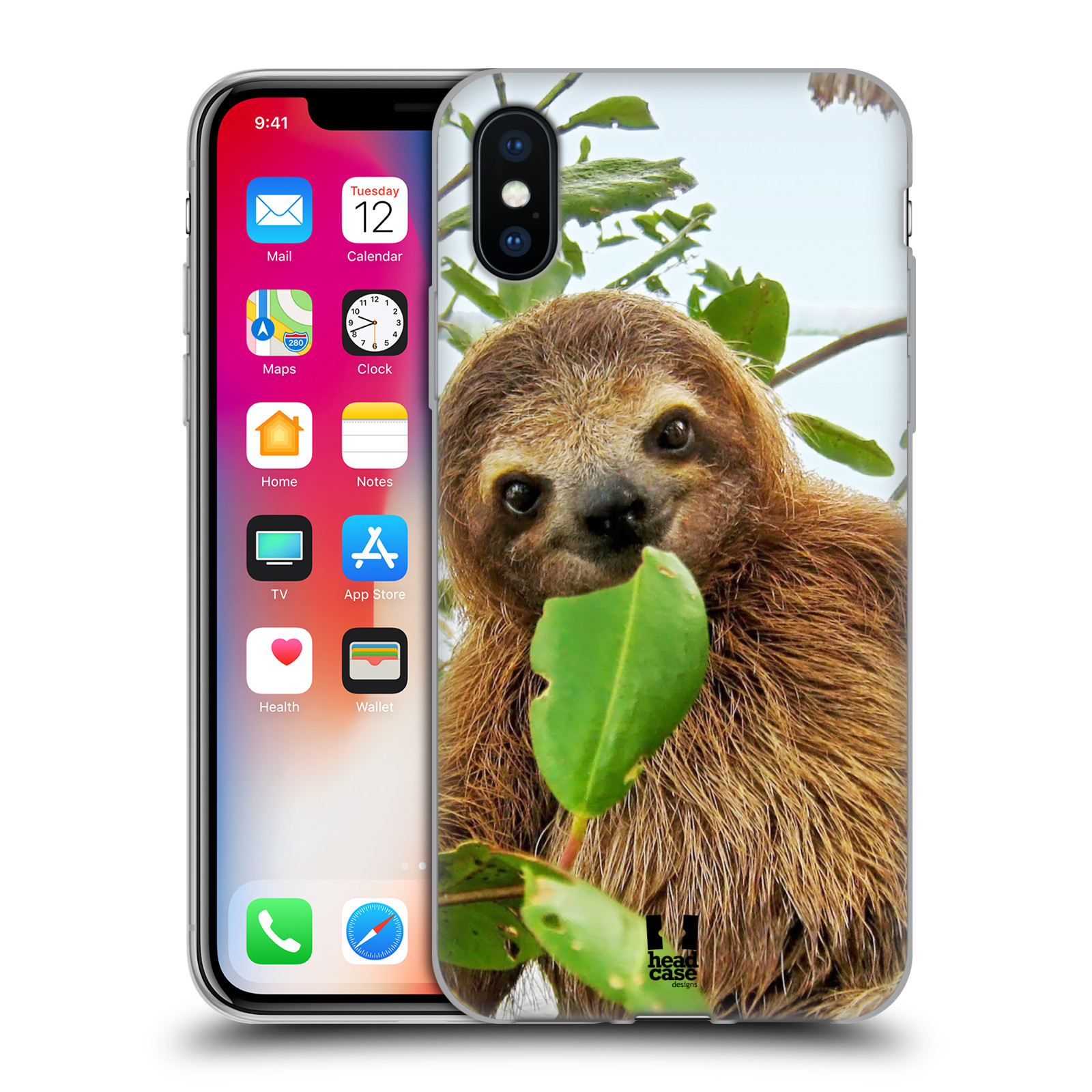 HEAD CASE silikonový obal na mobil Apple Iphone X vzor slavná zvířata foto lenochod