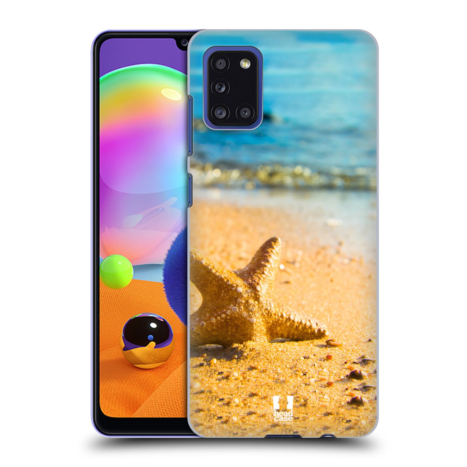 Zadní kryt na mobil Samsung Galaxy A31 vzor slavná zvířata foto hvězdice v písku