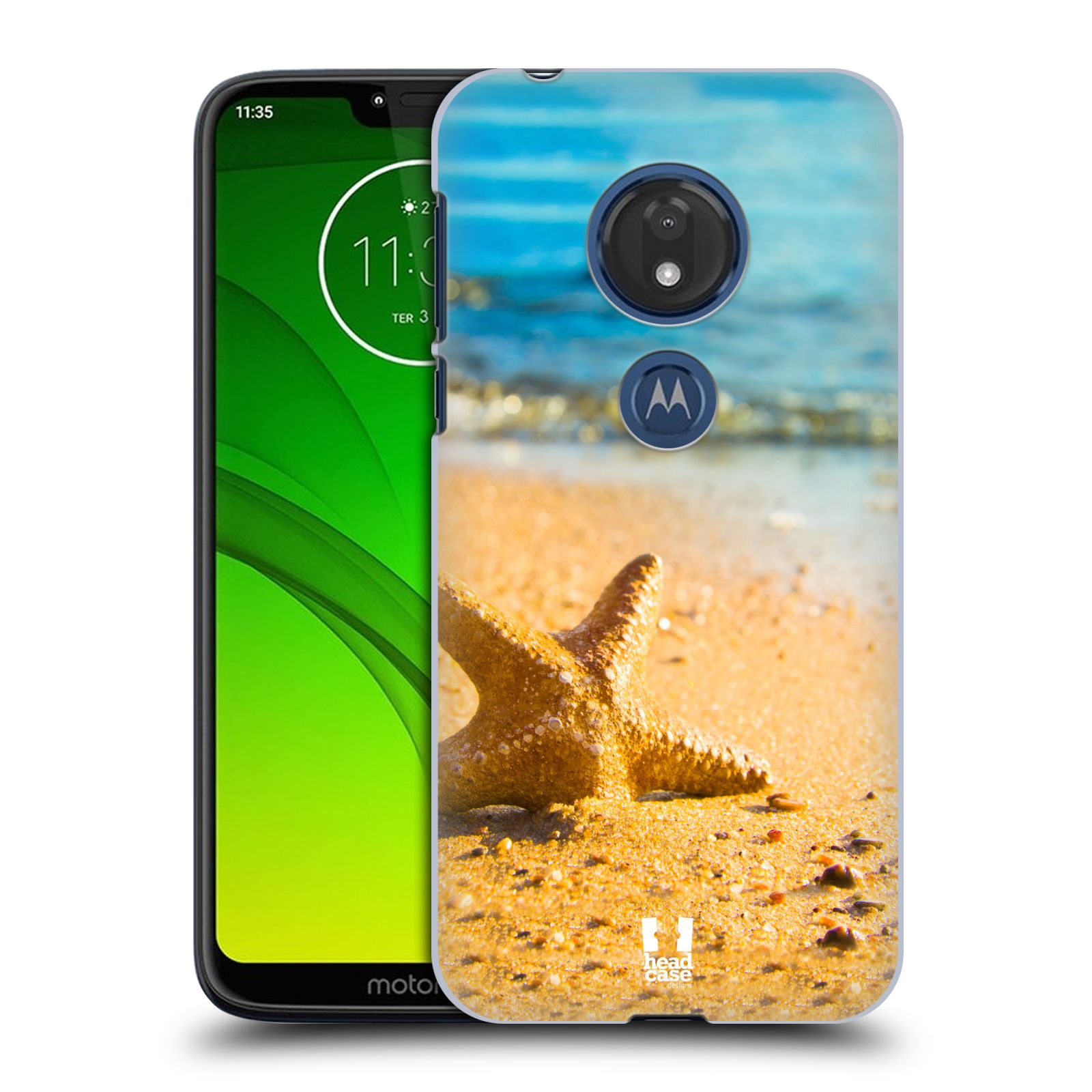 Pouzdro na mobil Motorola Moto G7 Play vzor slavná zvířata foto hvězdice v písku