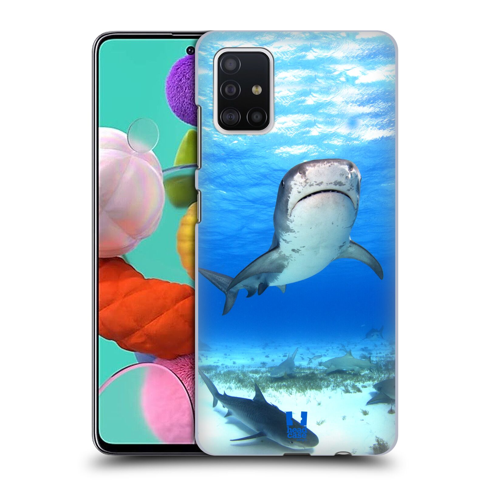 Pouzdro na mobil Samsung Galaxy A51 - HEAD CASE - vzor slavná zvířata foto žralok tygří