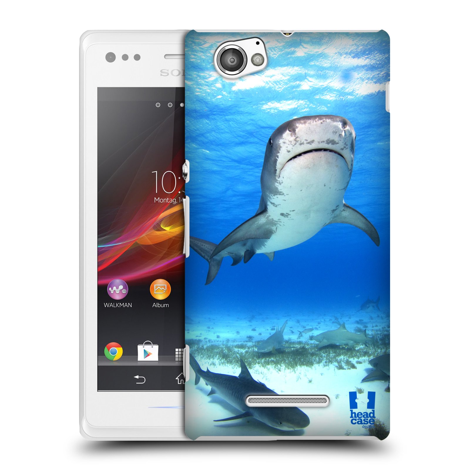 HEAD CASE plastový obal na mobil Sony Xperia M vzor slavná zvířata foto žralok tygří